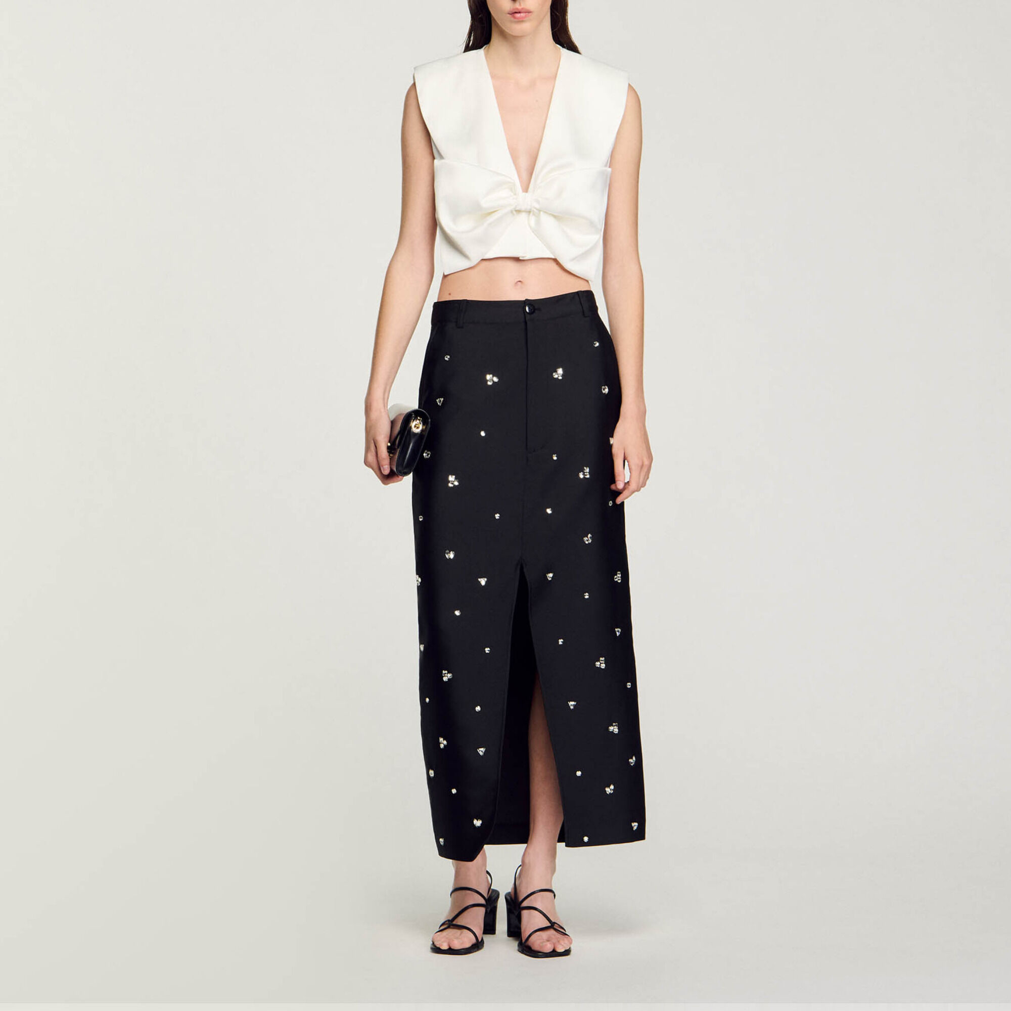 Satin-effect crop top