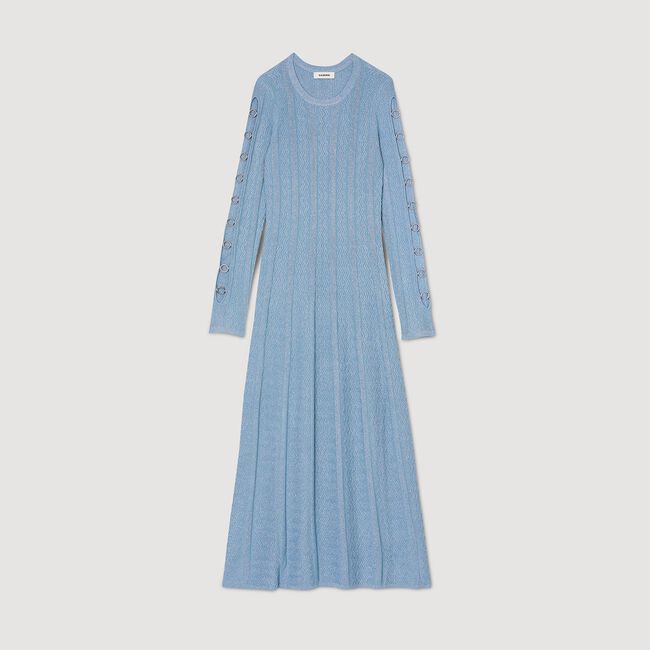 Long-sleeved knit midi dress