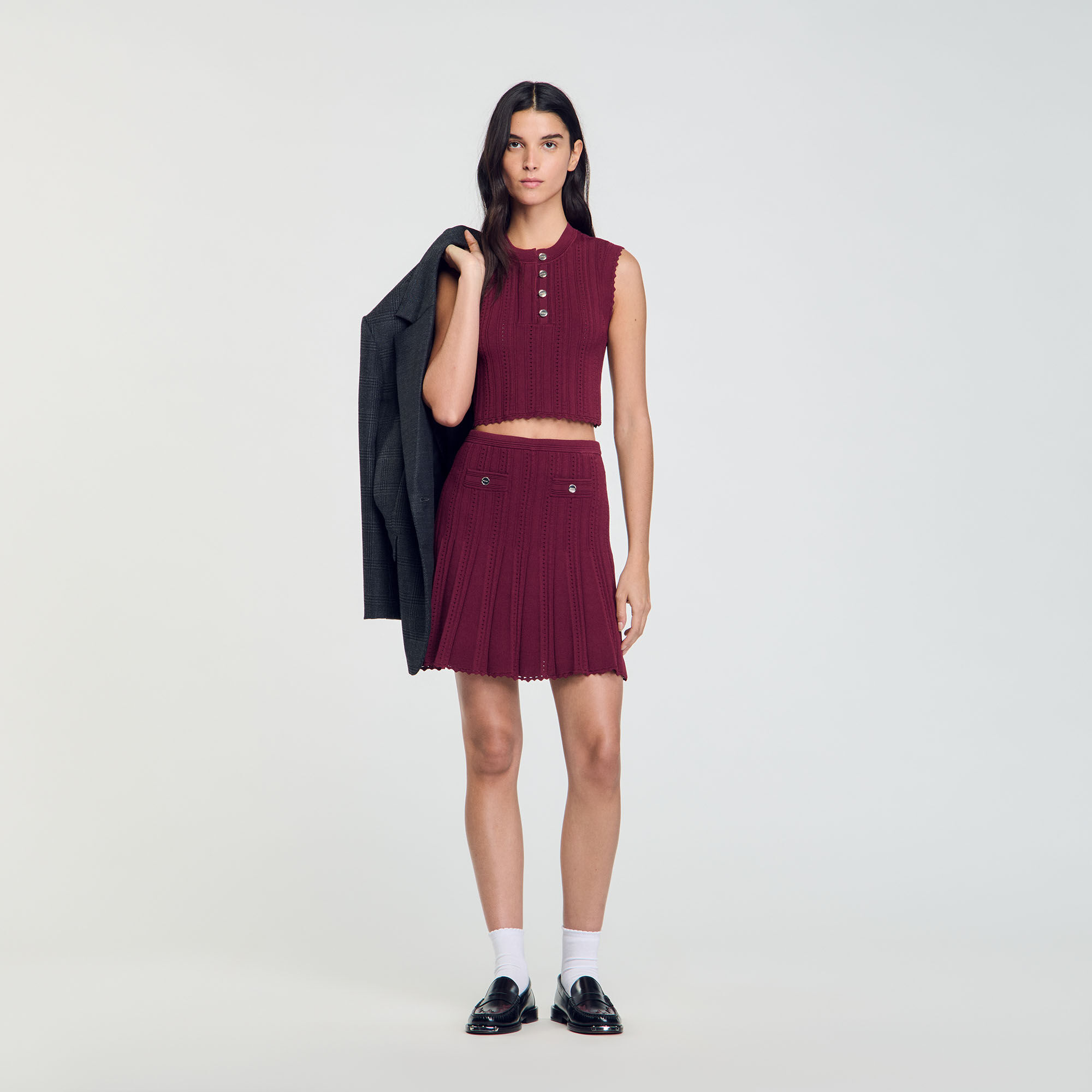 Sandro nooda leather midi skirt cheap