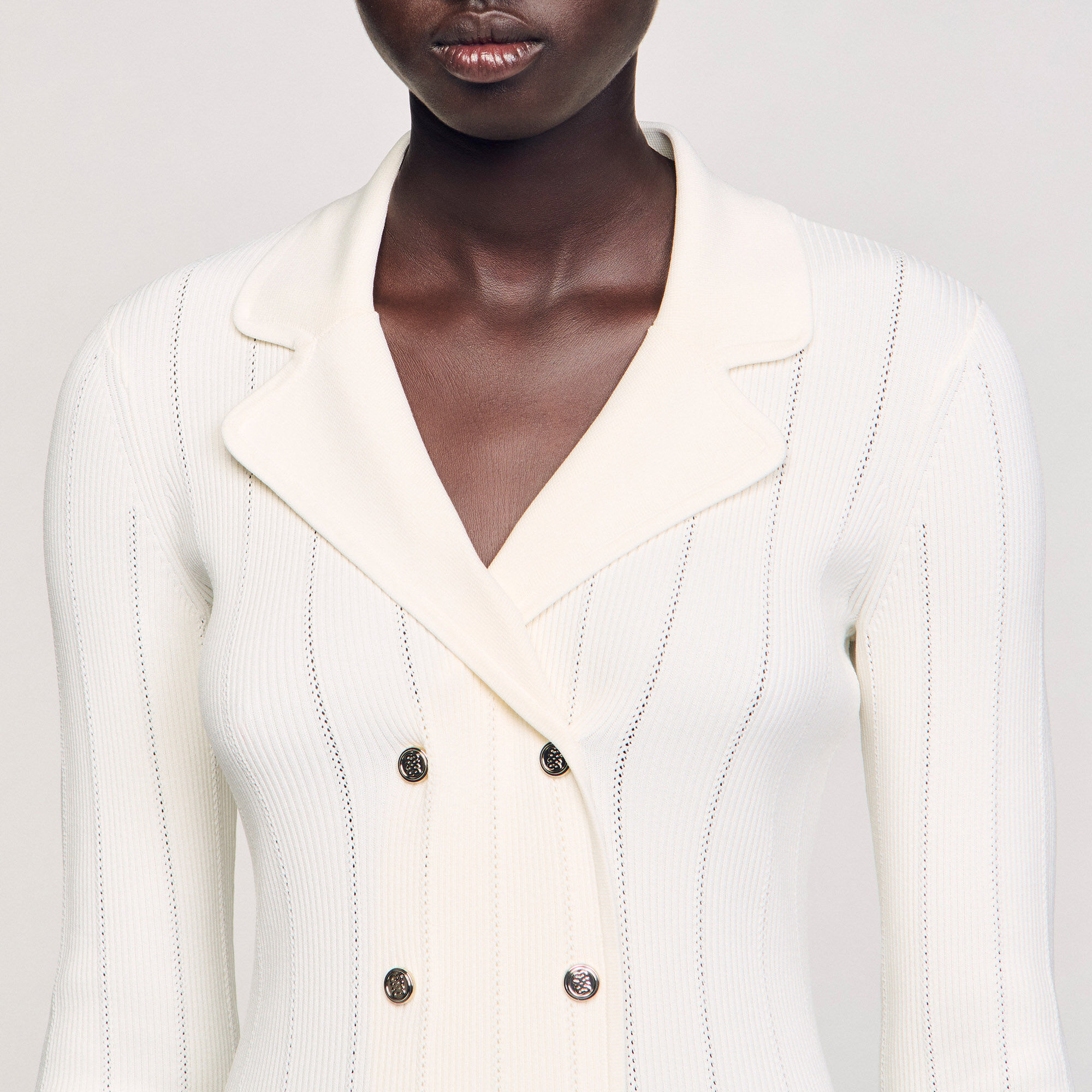 Knit maxi dress white / beige For Women | Sandro Paris
