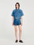 Ruffled denim shorts