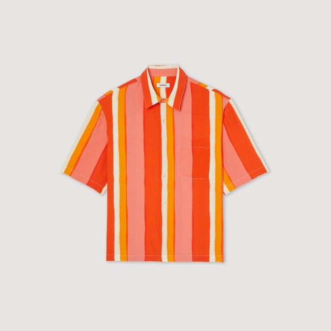 Flowing striped short-sleeved shirt