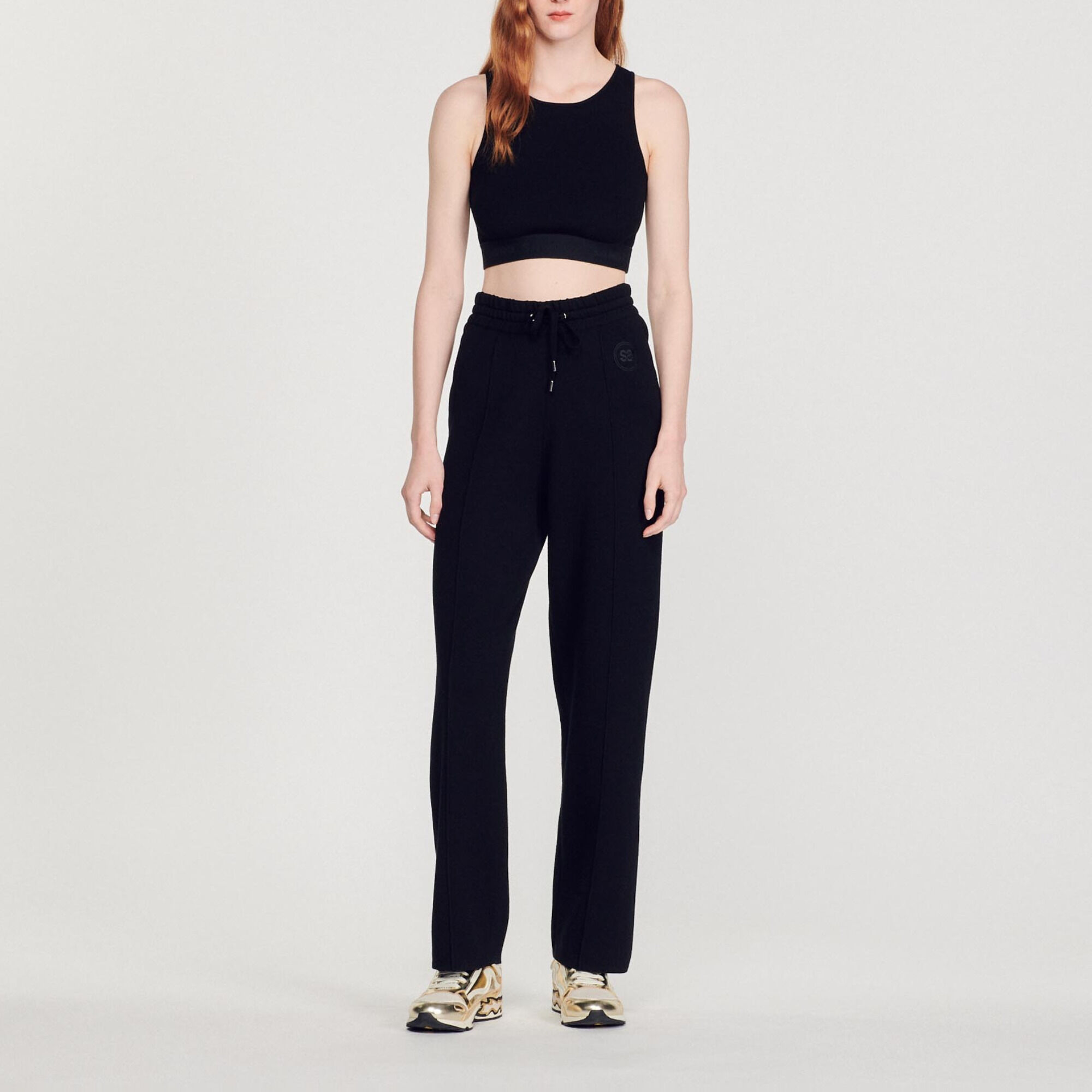 Knitted straight-leg trousers