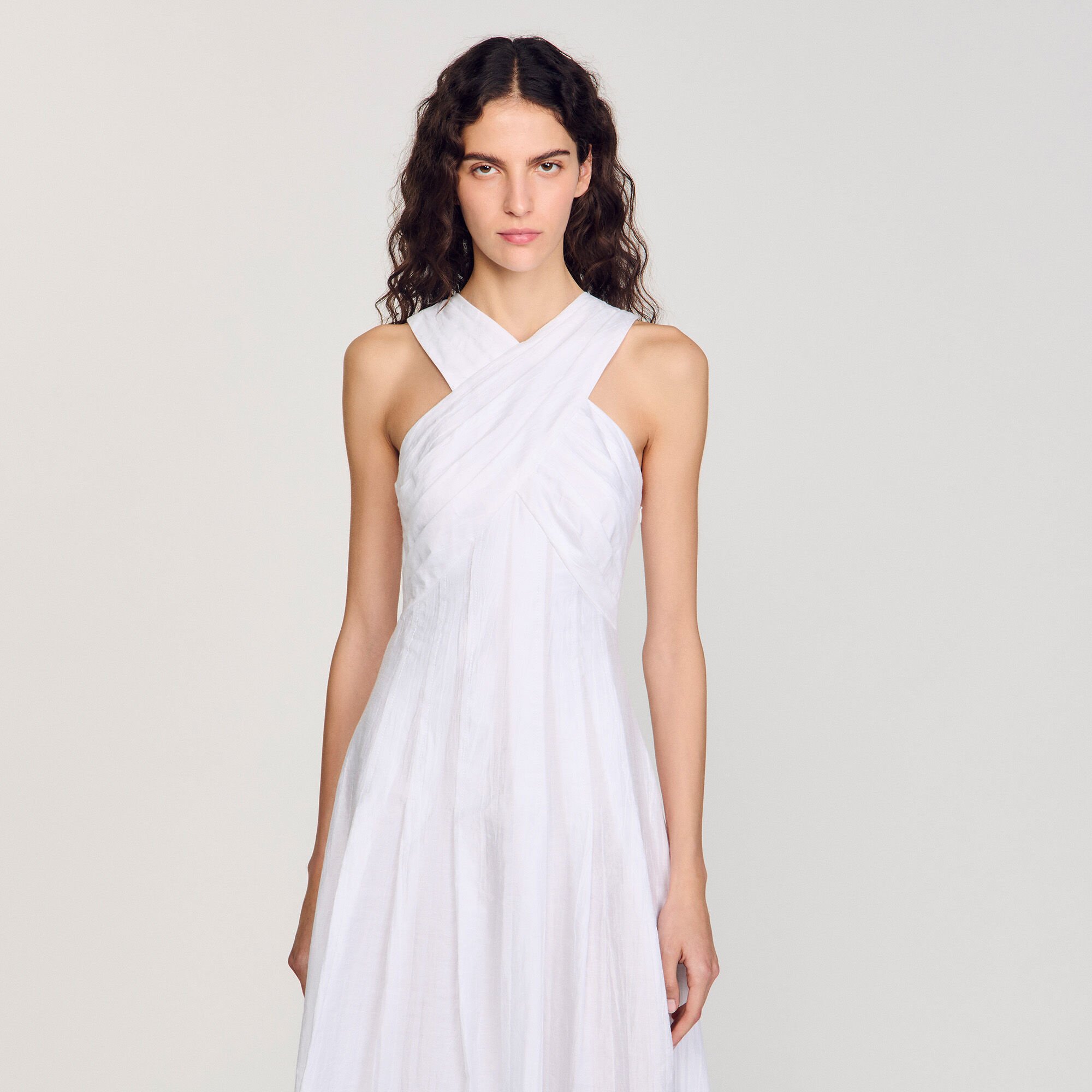Wrap maxi dress white / beige For Women | Sandro Paris