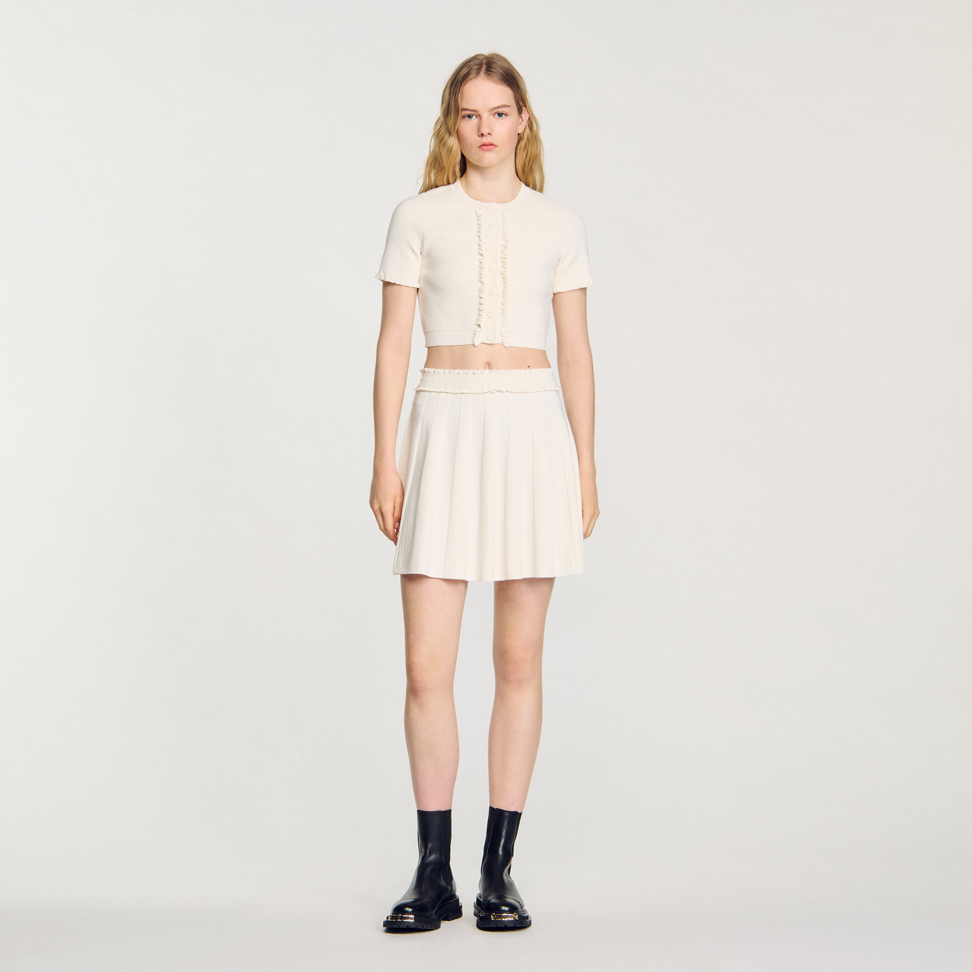 【海外限定】Sandroワンピース☆Two-in-One Tiered-Skirt Woven Buy Short Rib-Knit Skirt for Women Online - Sandro UAE