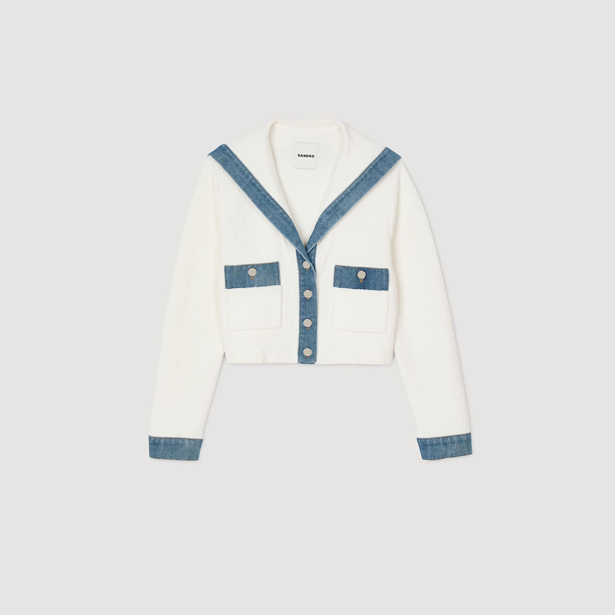 Cardigan with denim details