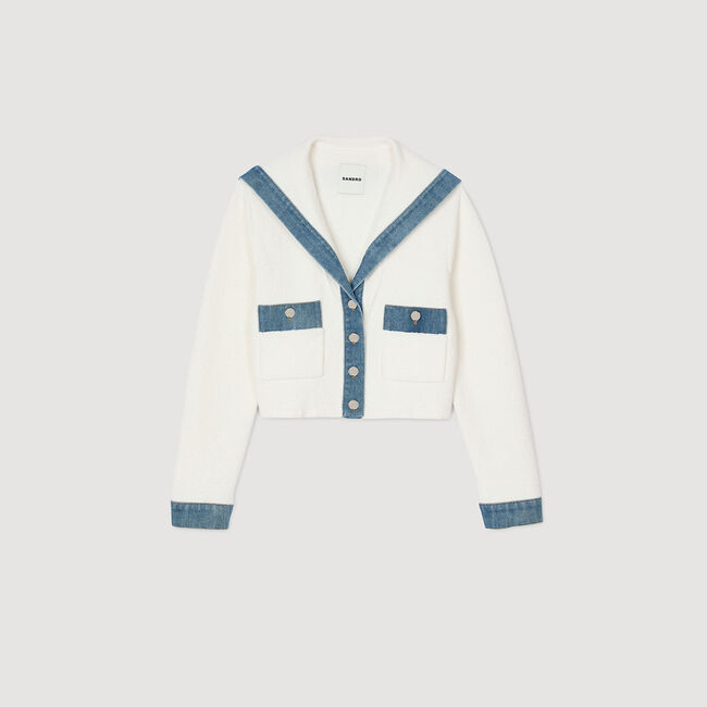 Cardigan with denim details