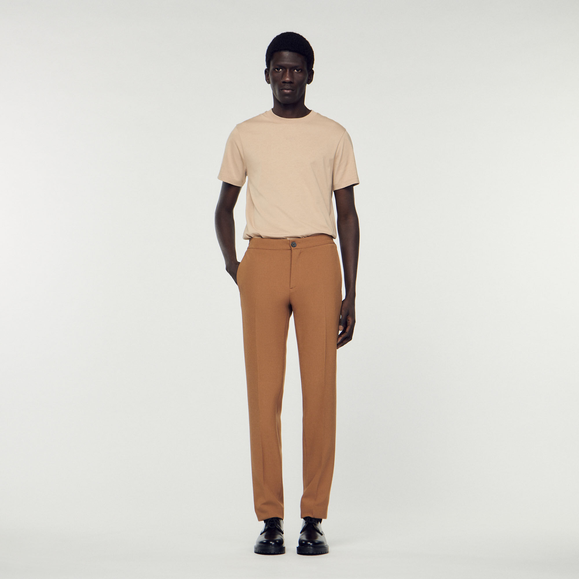 Coated-jersey trousers, beige | MAX&Co.