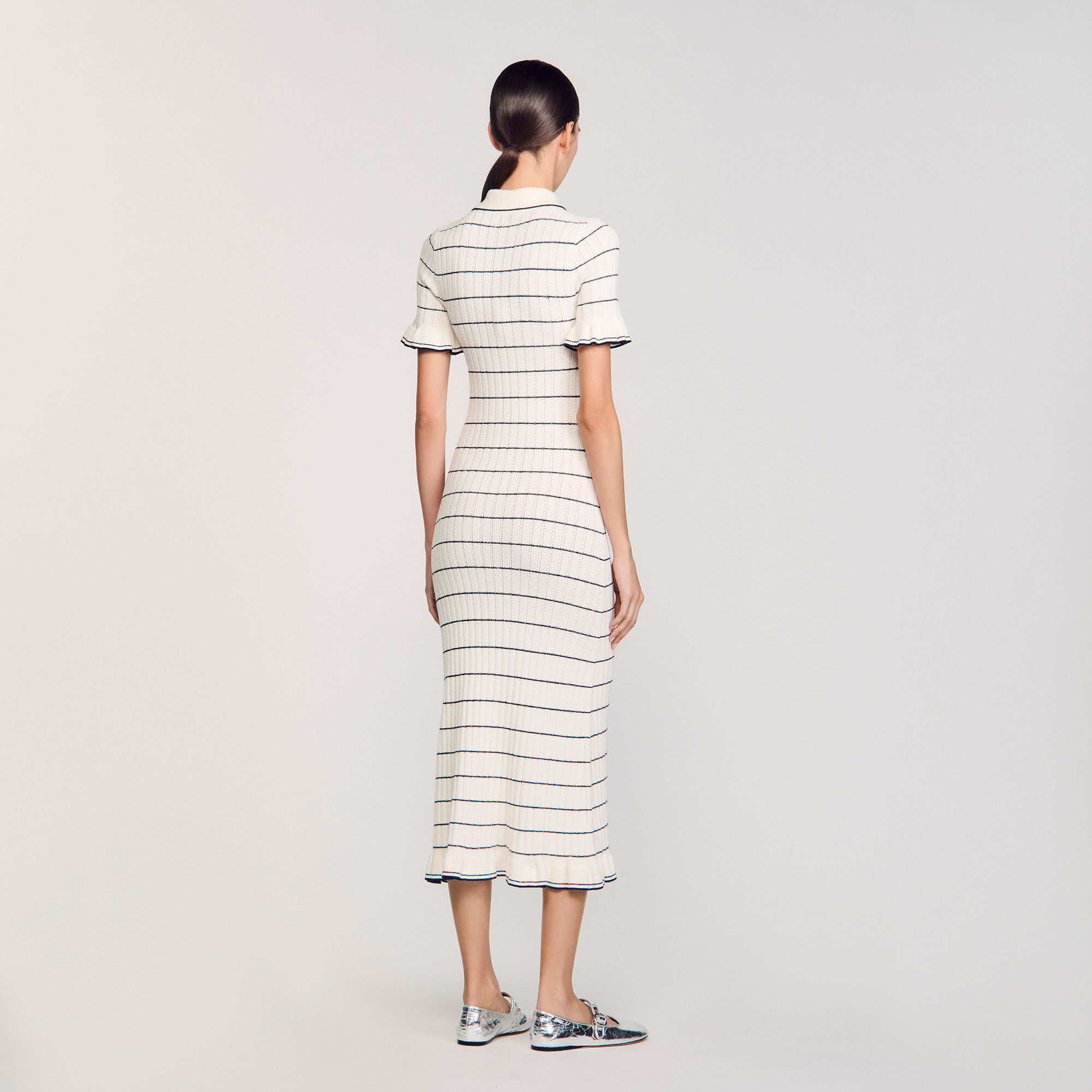 Knitted maxi dress with polo neck