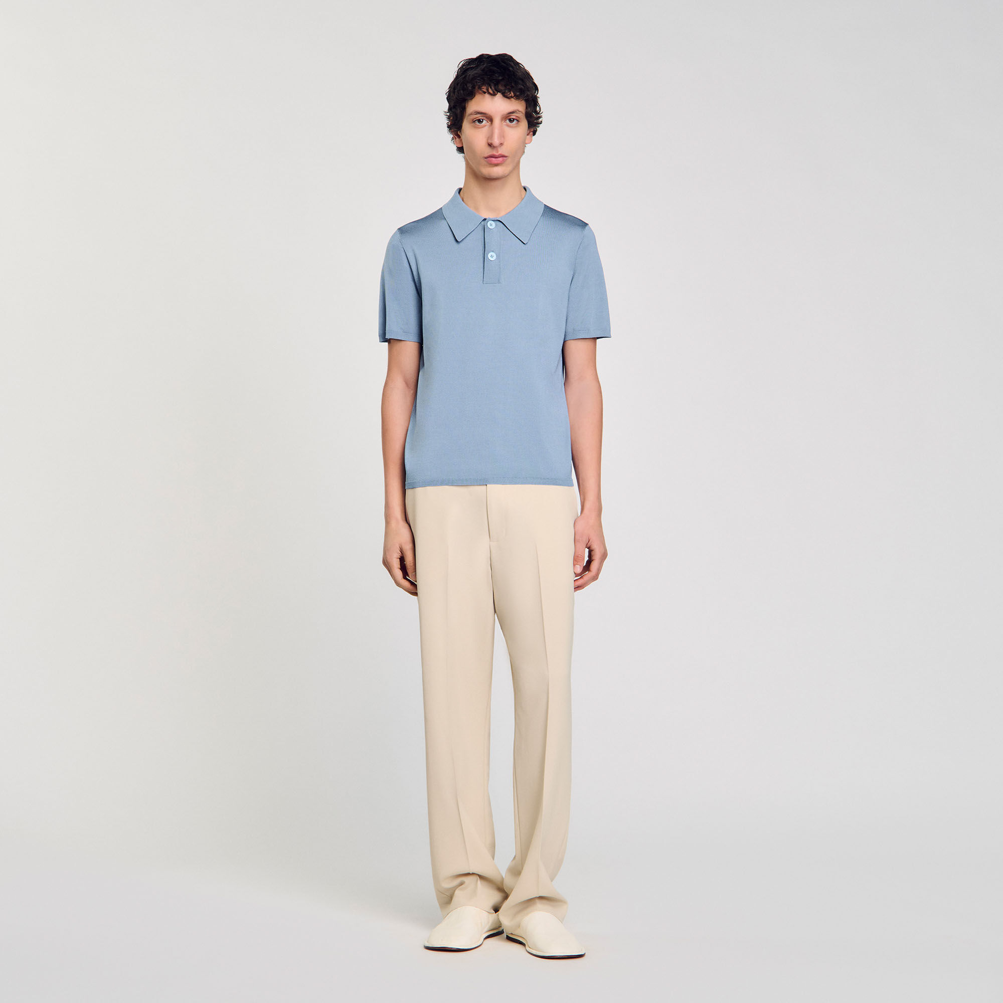 Short-sleeve knitted polo shirt