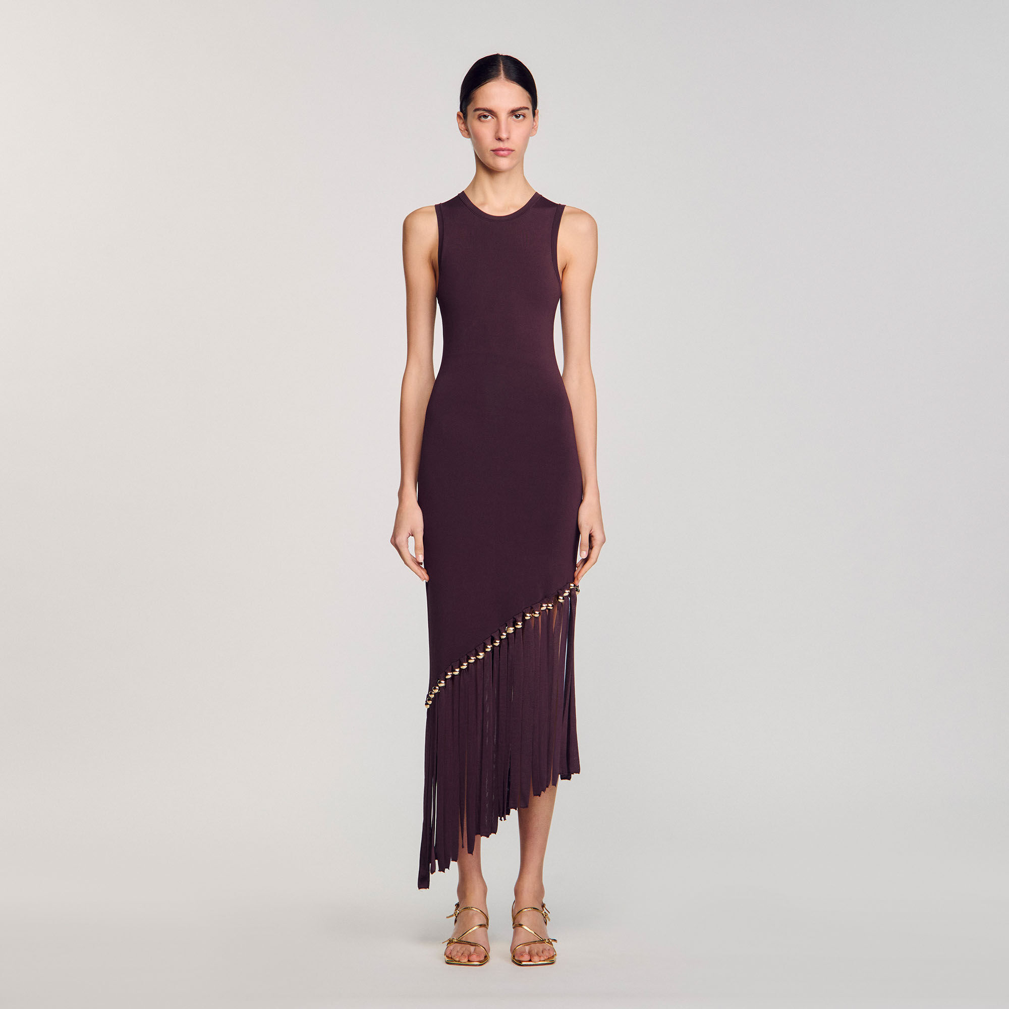 Fringed and beaded maxi dress