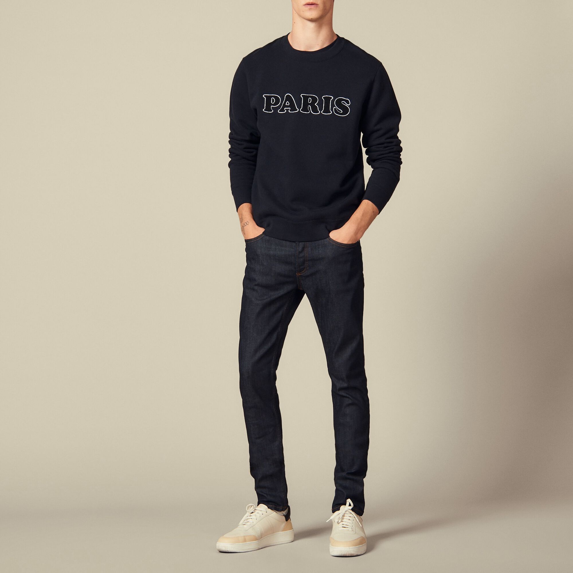 Raw denim skinny jeans