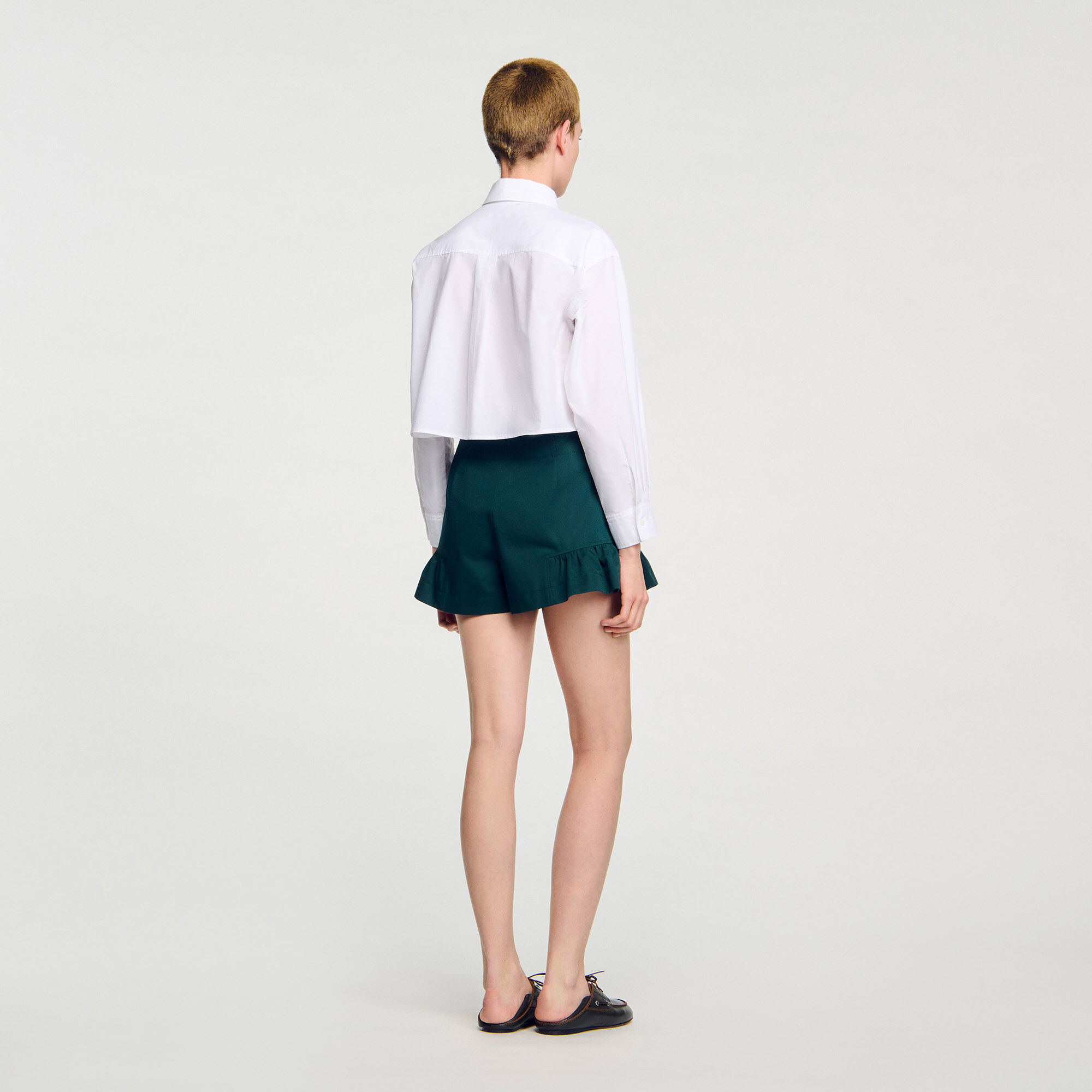 Ruffled shorts green For Women | Sandro Paris