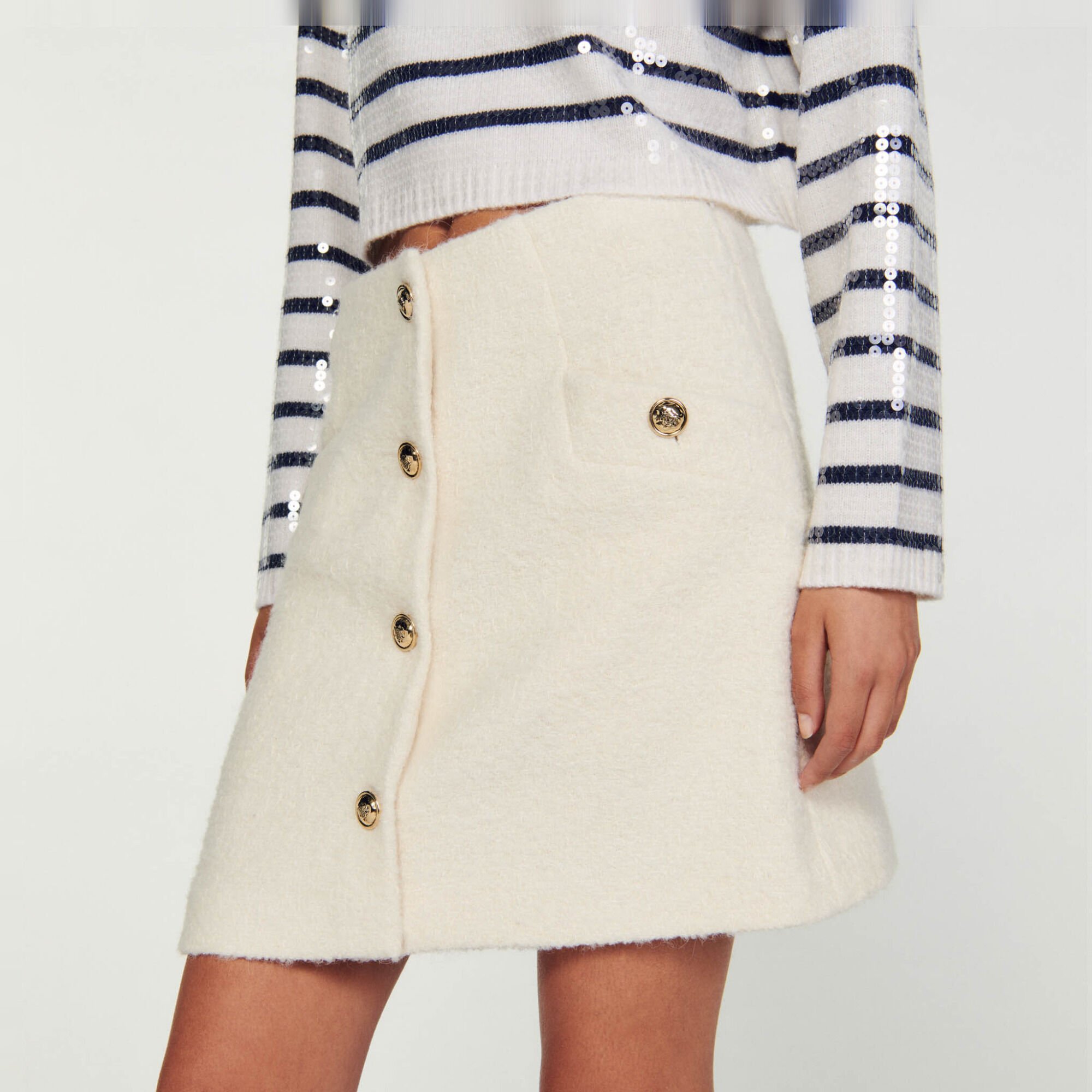 Short bouclé fabric skirt