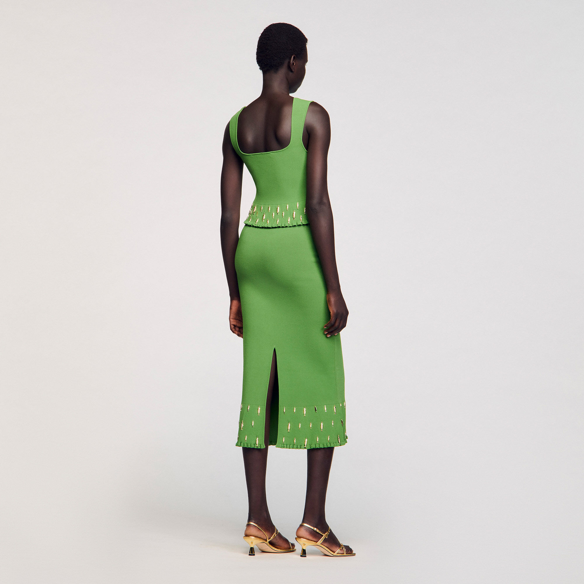 Knit top with charms green For Women | Sandro Paris