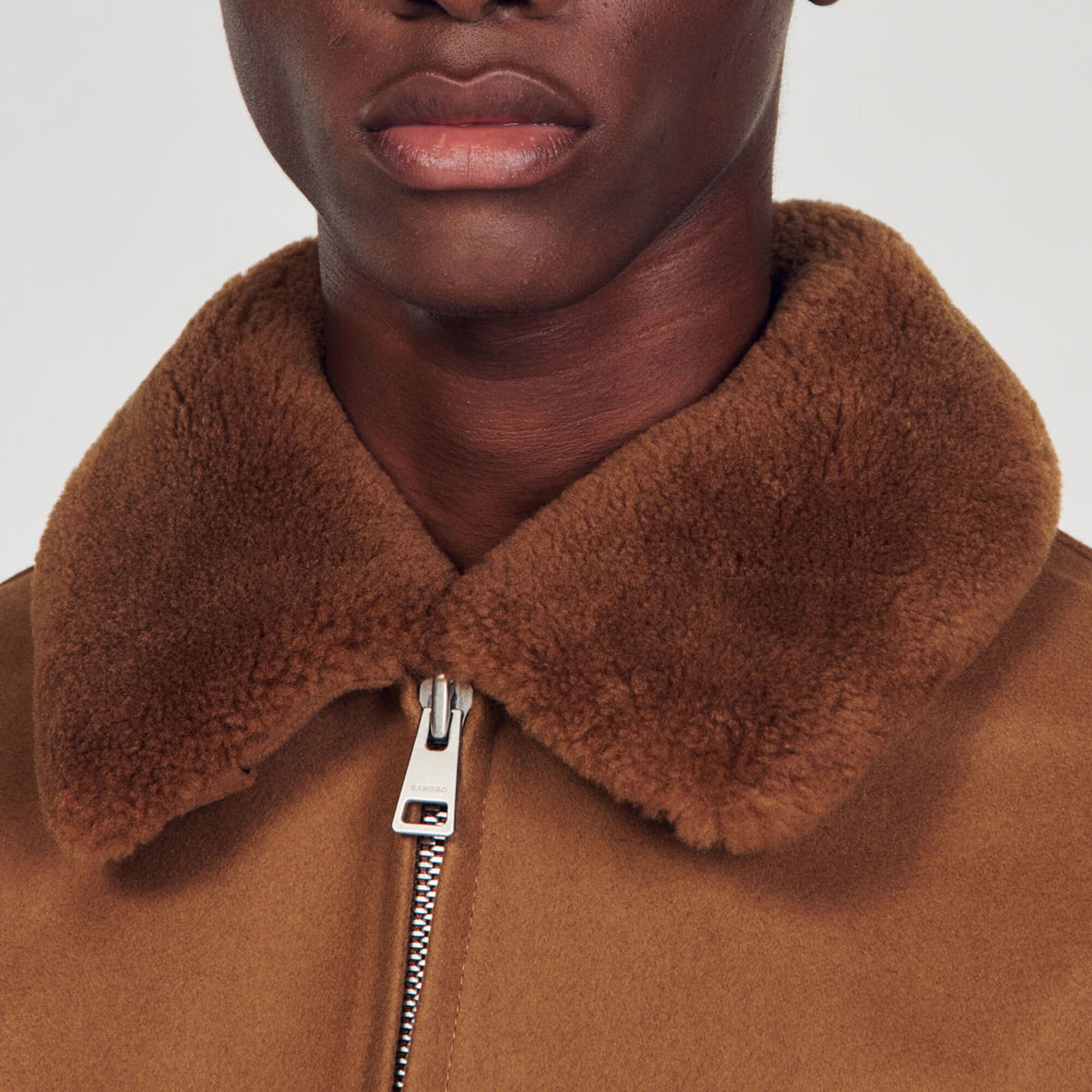 Shearling collar aviator jacket