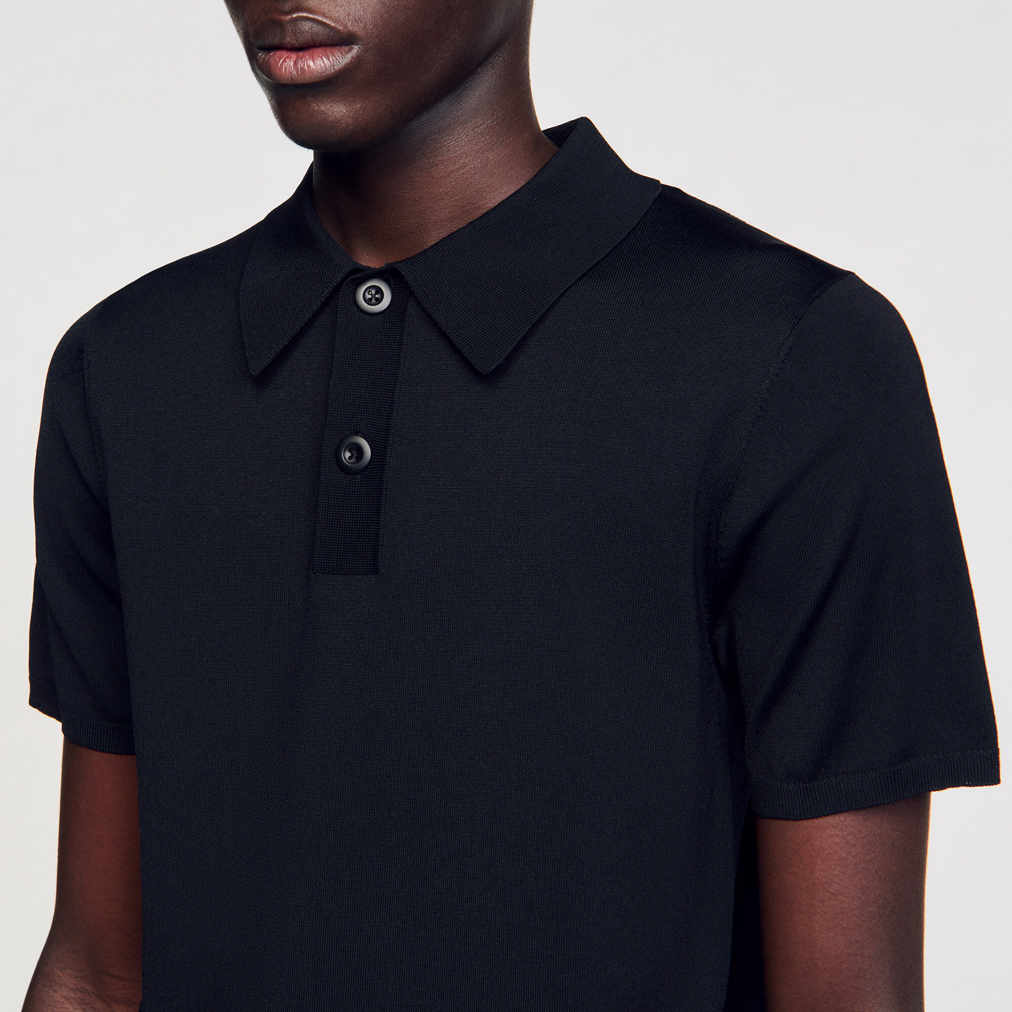 Short-sleeve knitted polo shirt