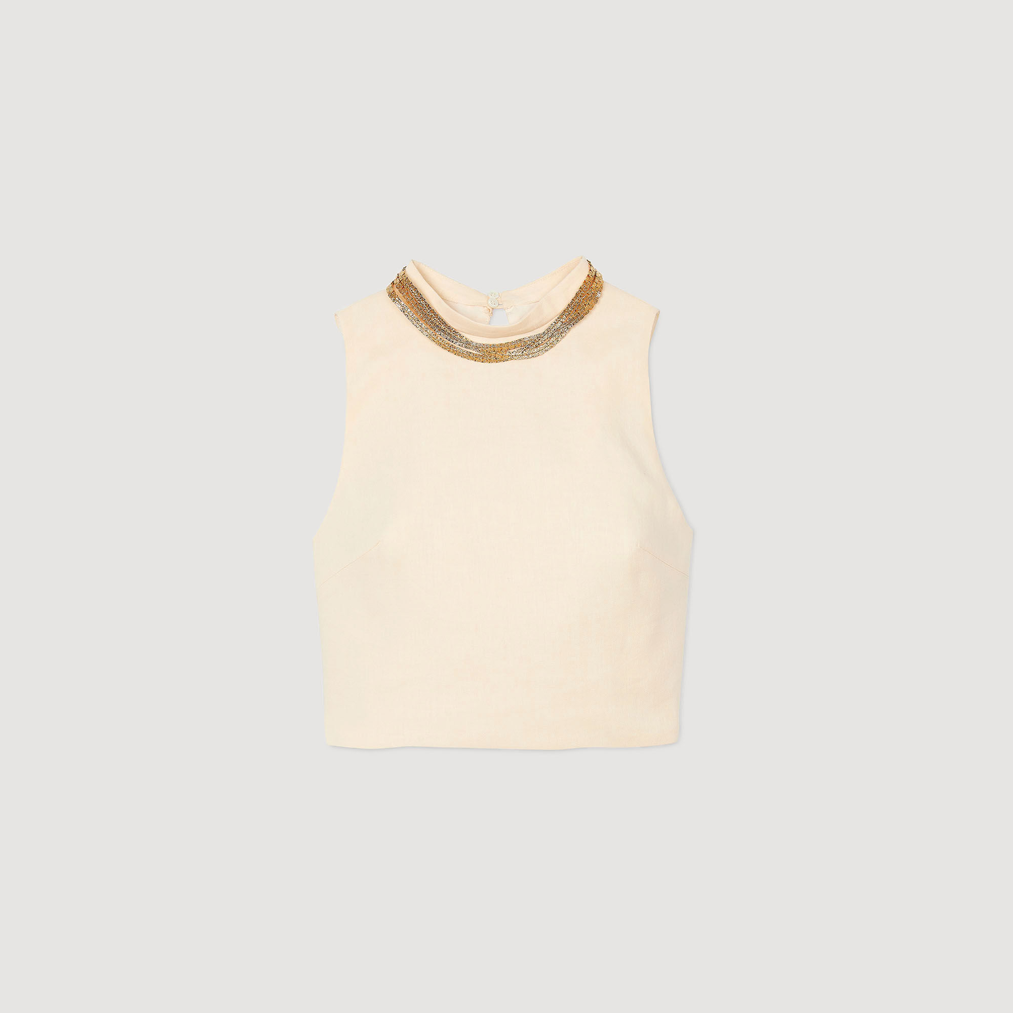 Knit crop top with necklace