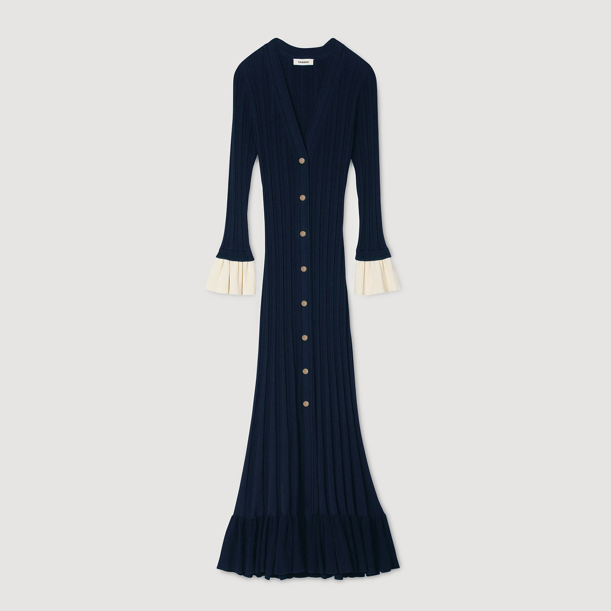 Two-tone knit maxi dress