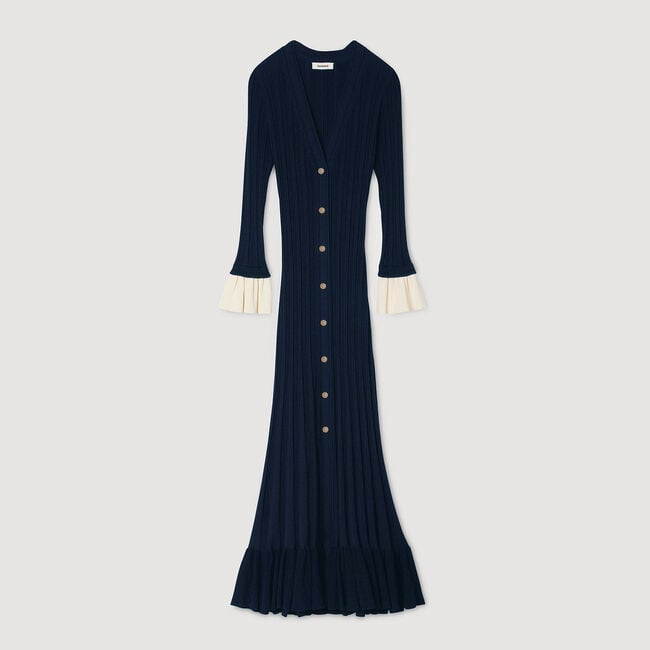 Two-tone knit maxi dress