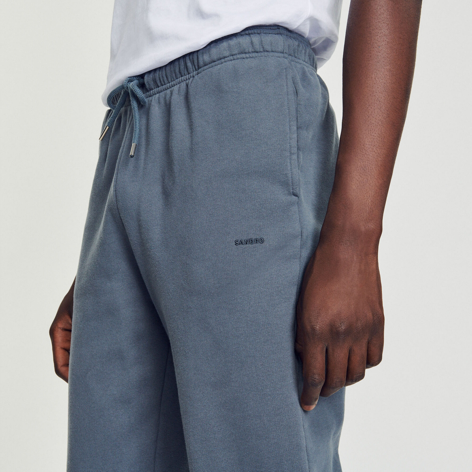Embroidered fleece jogging bottoms