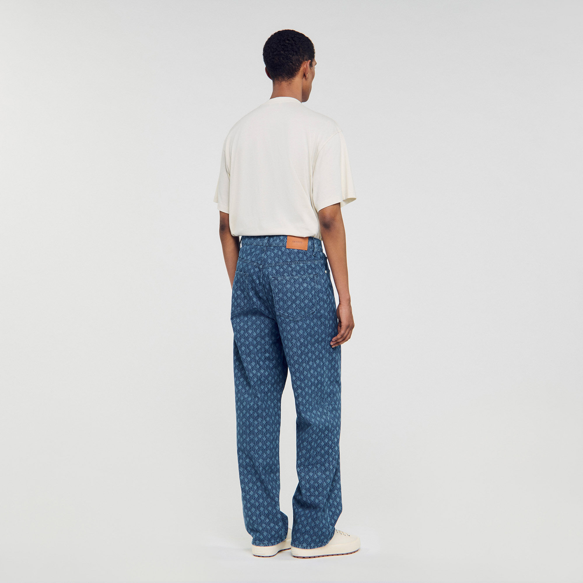 Rope pattern baggy jeans
