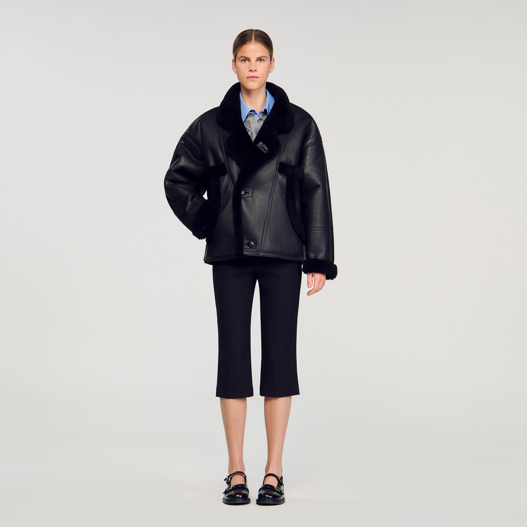 Short shearling coat