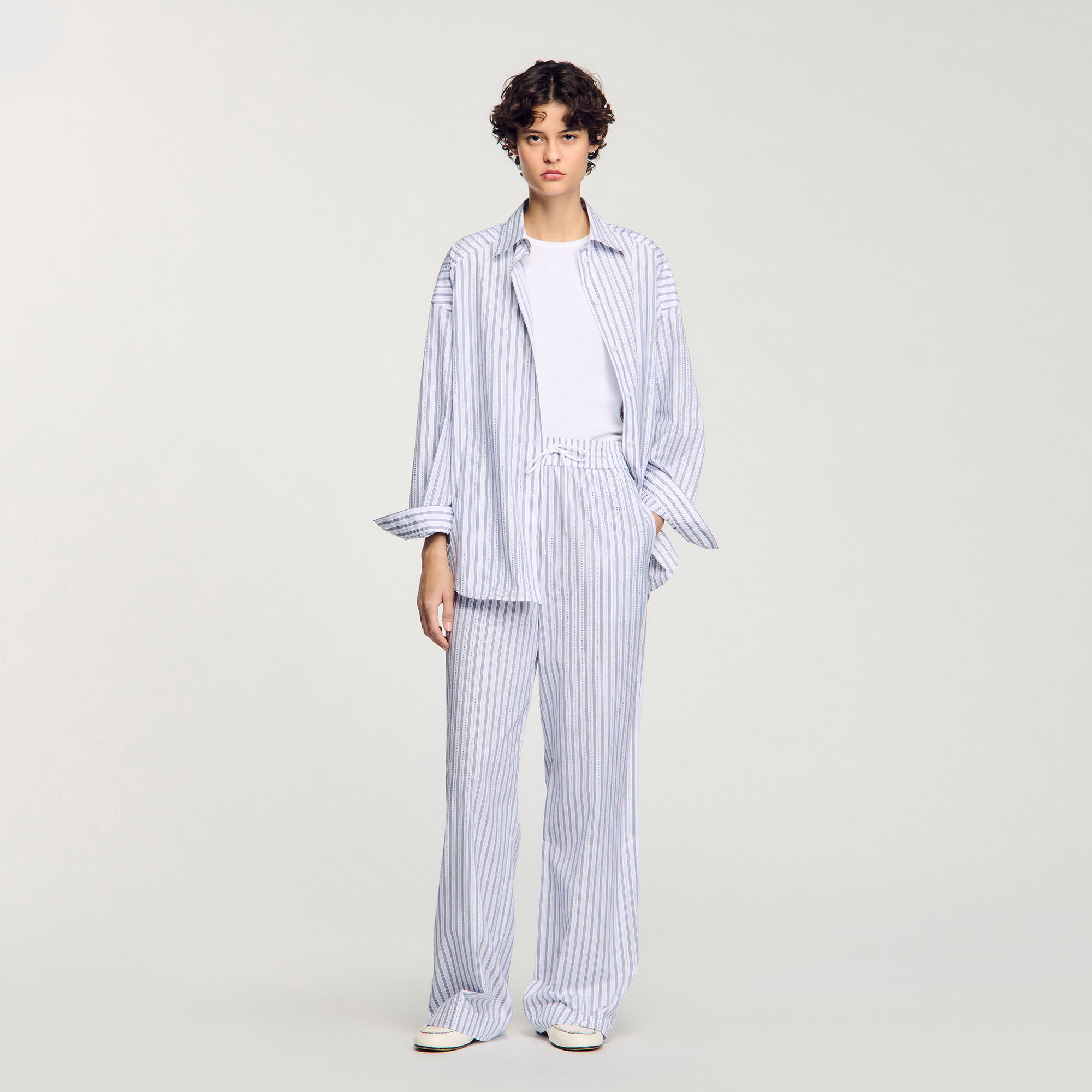 Rhinestone striped trousers