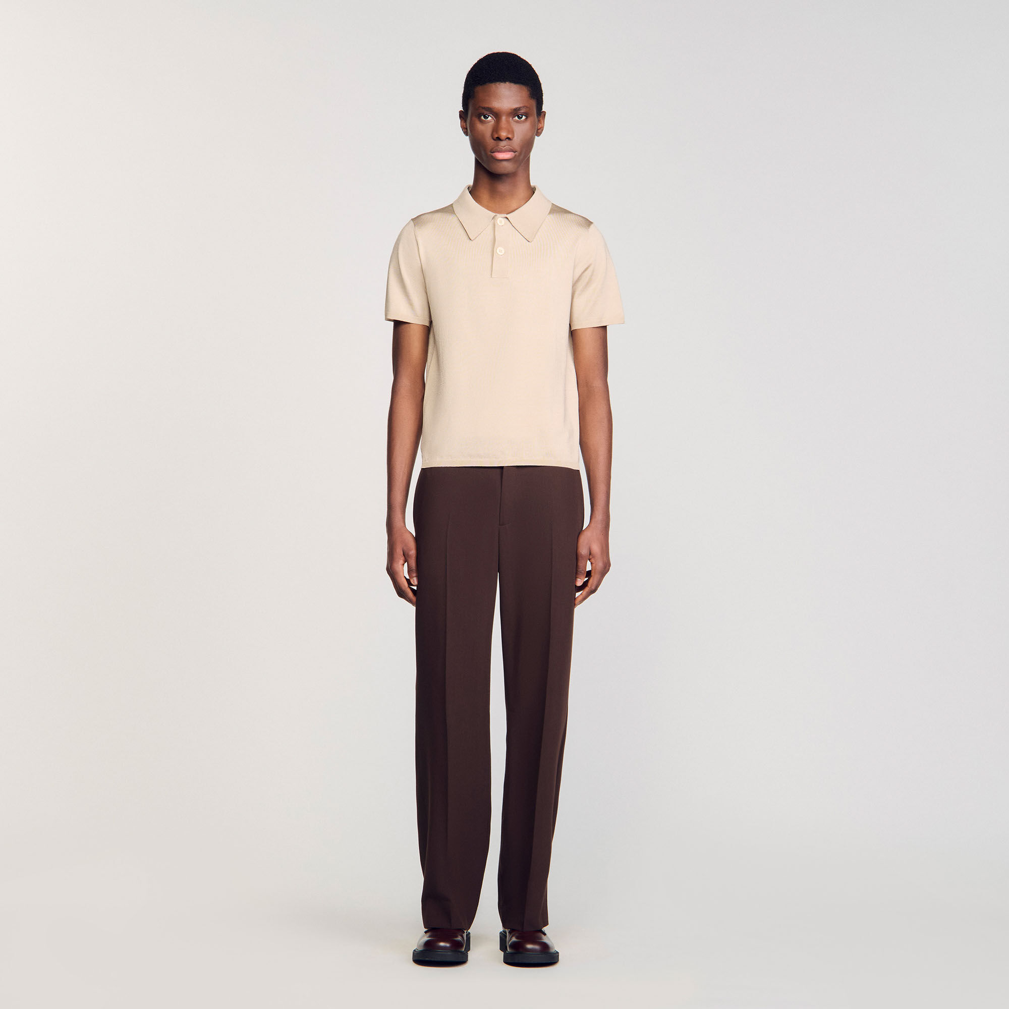 Short-sleeve knitted polo shirt