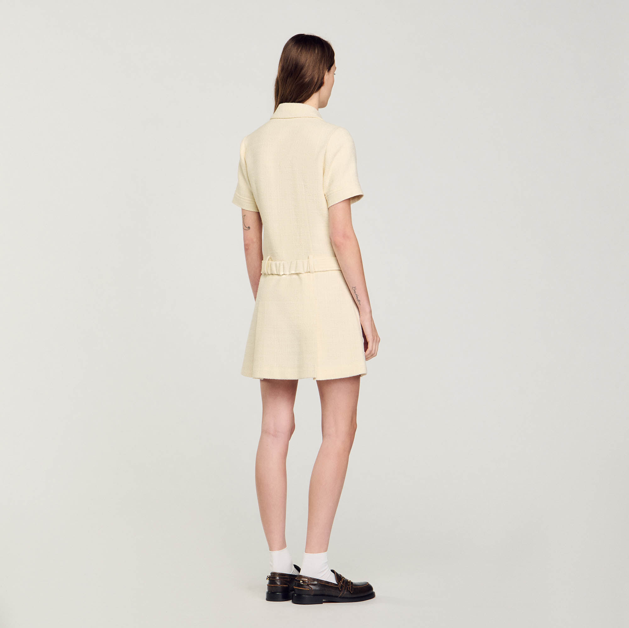 Short tweed dress white / beige For Women | Sandro Paris