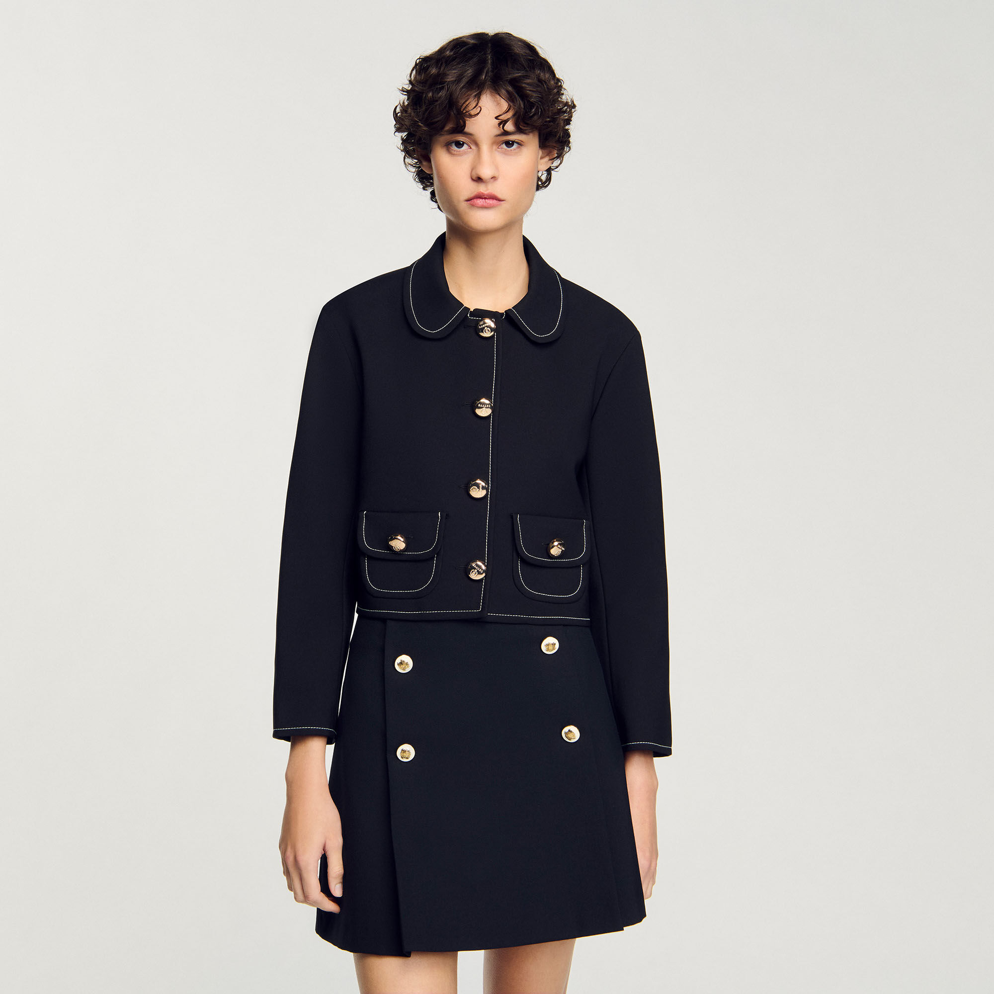 Peter Pan collar cropped jacket