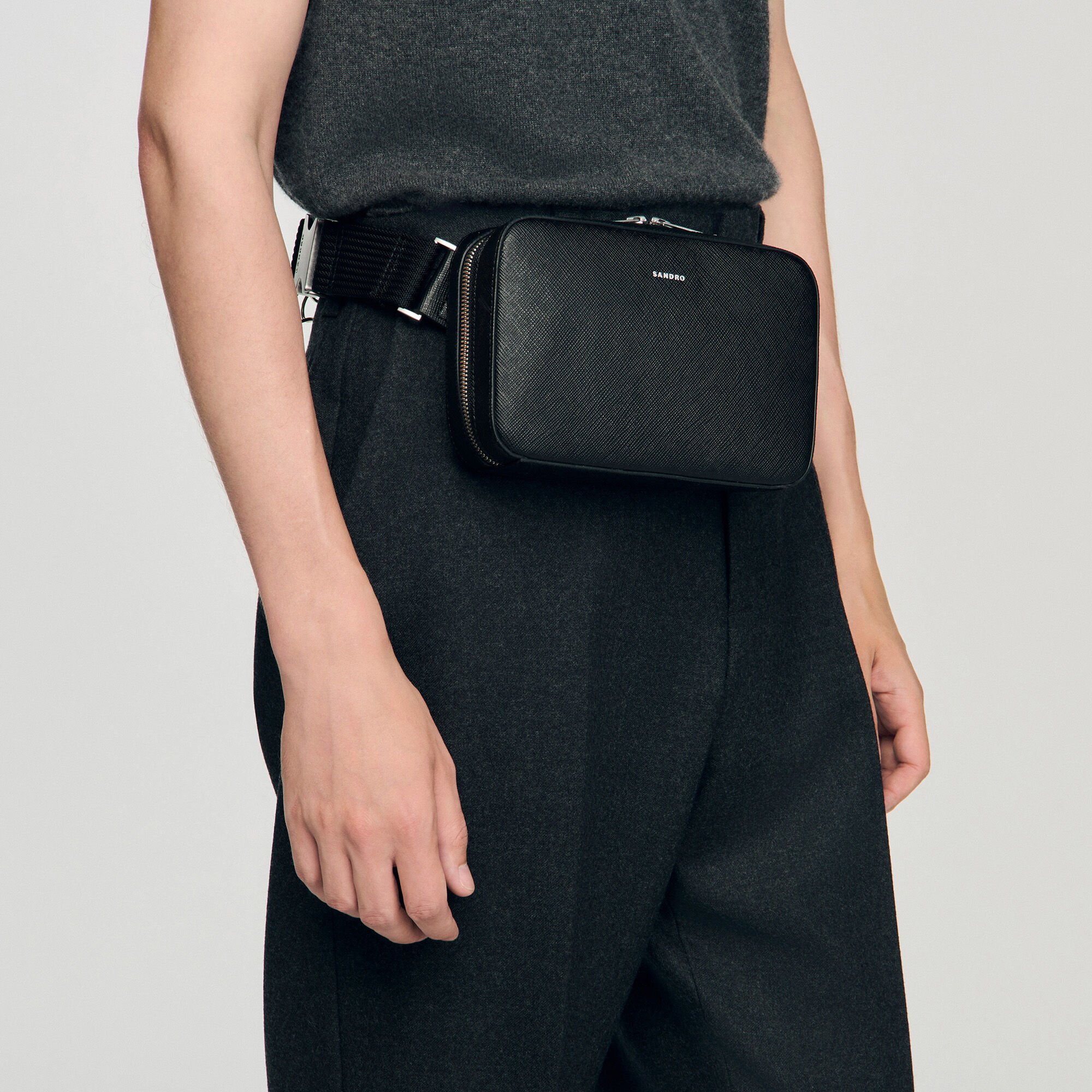 Small reconstitued leather bag