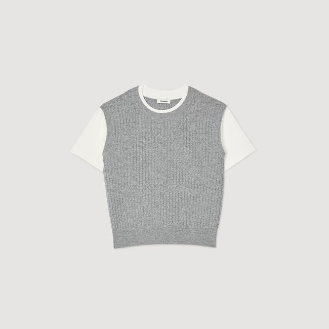 Dual-material knit jumper