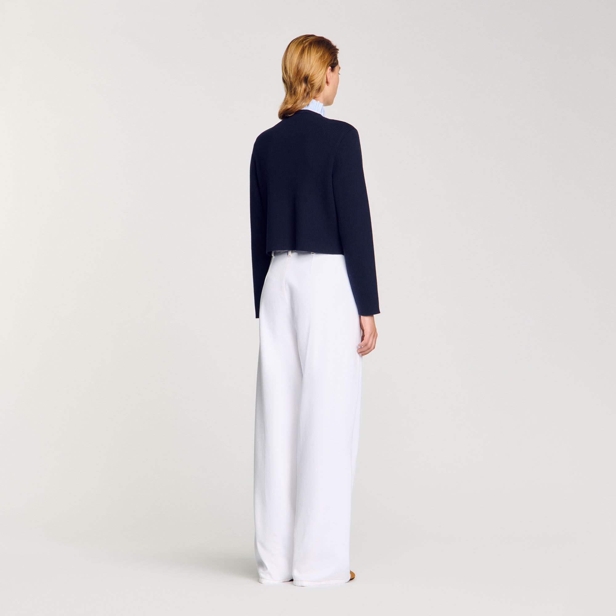 Cardigan with removable ruffled collar