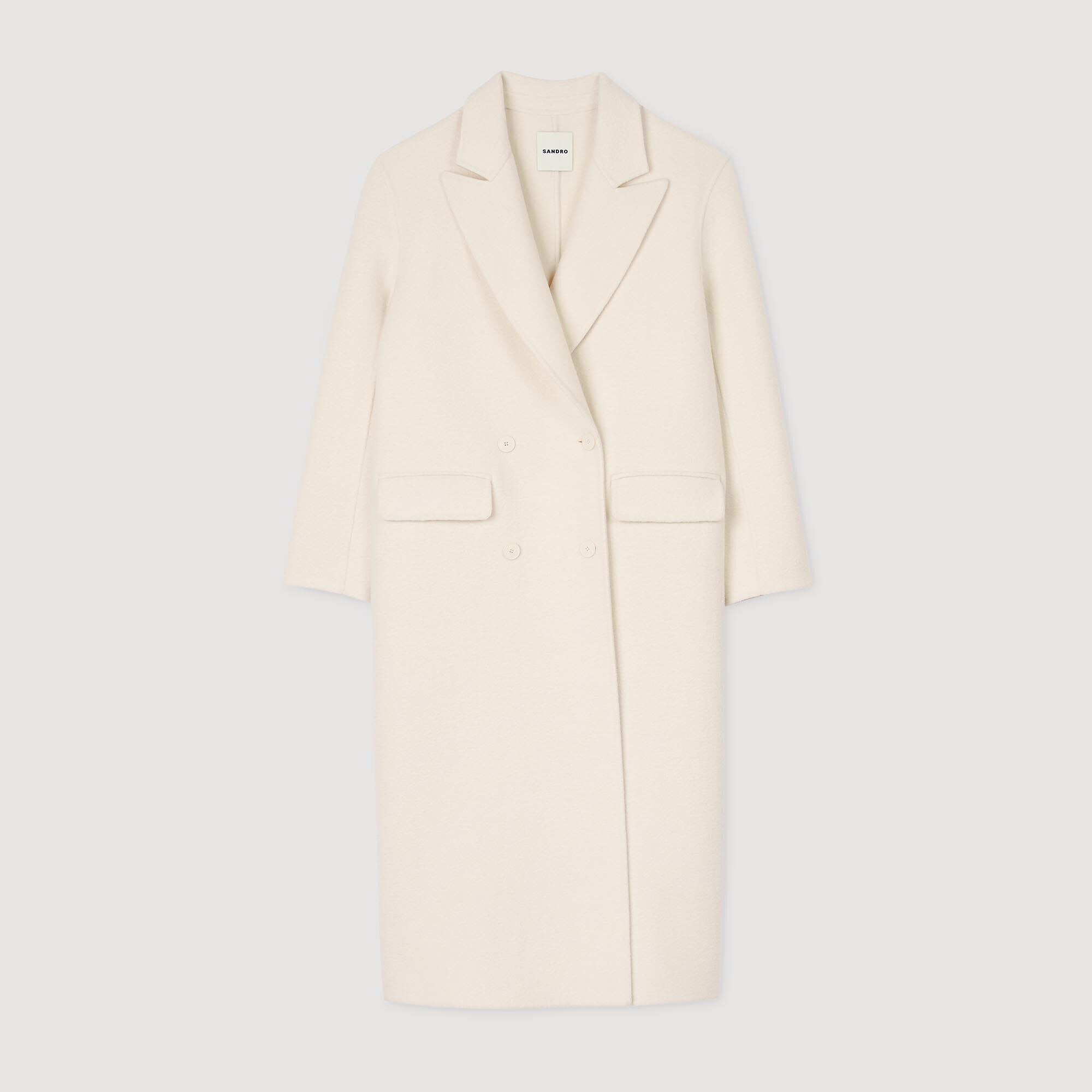 Sandro long checked wool coat discount