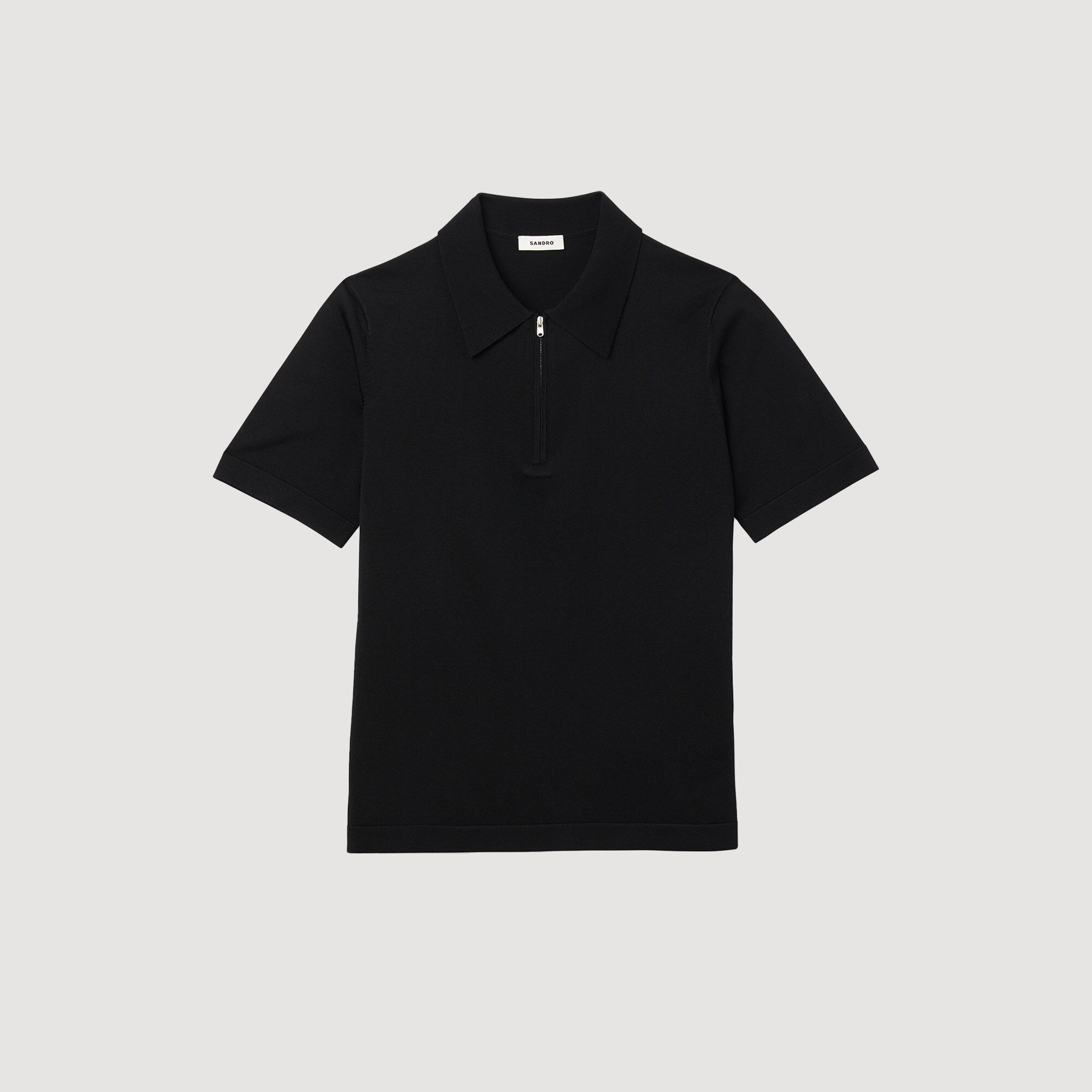 Knitted polo shirt with zip collar