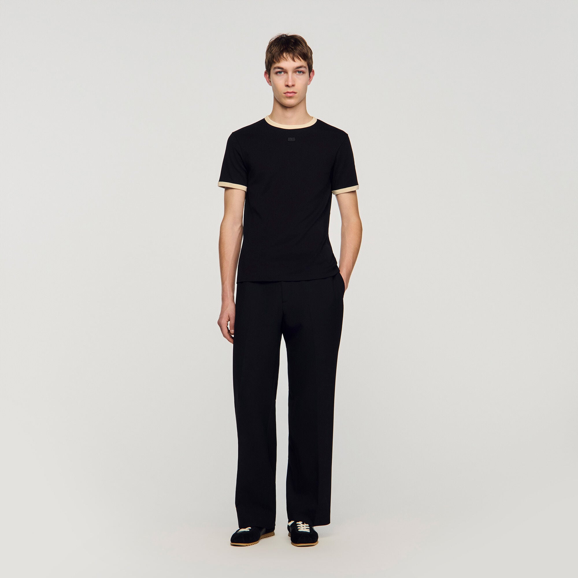 Two-tone patch T-shirt