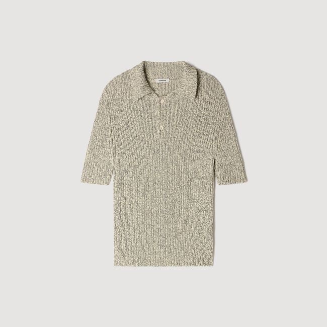 Marl cotton knit polo shirt
