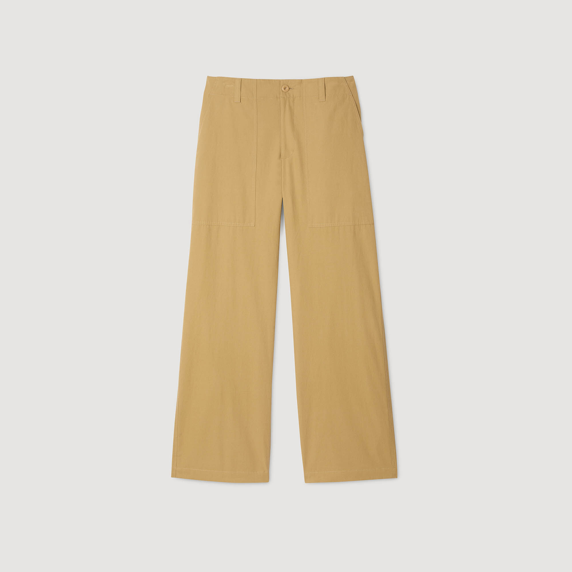 Wide-leg cotton trousers