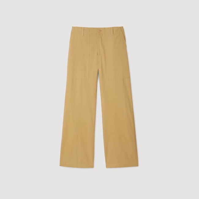 Wide-leg cotton trousers