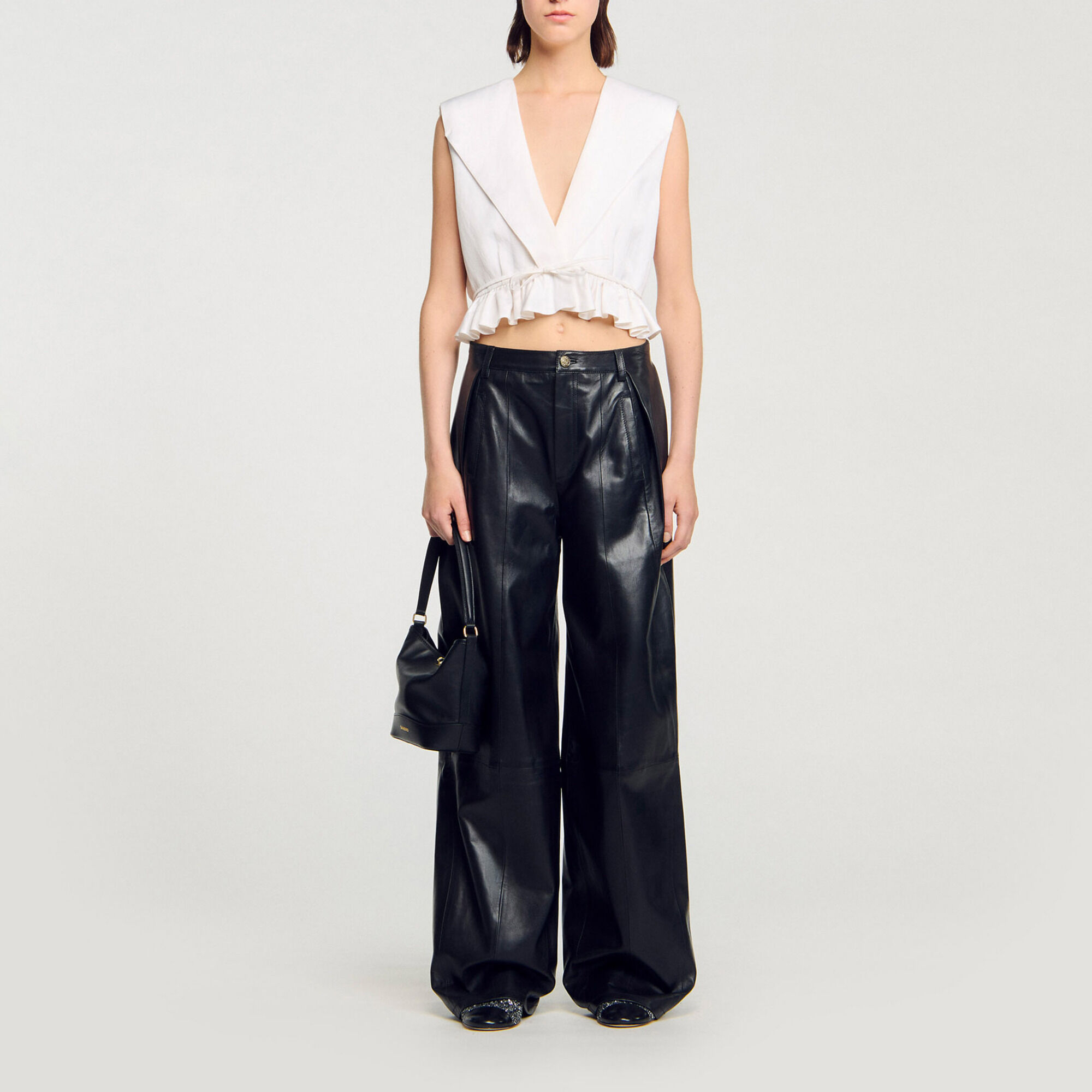 Ruffled crop top - Women | Sandro