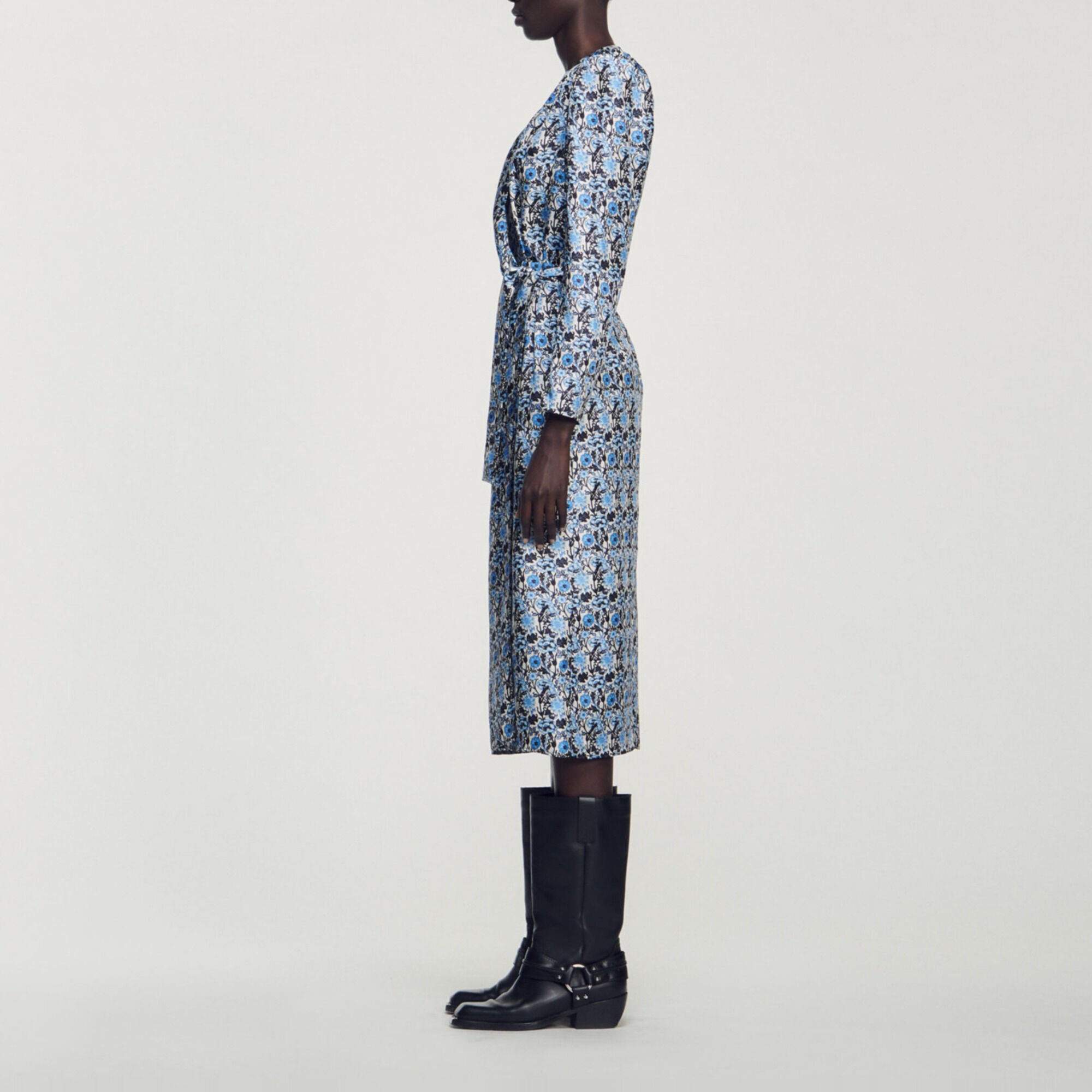 Long draped silk dress