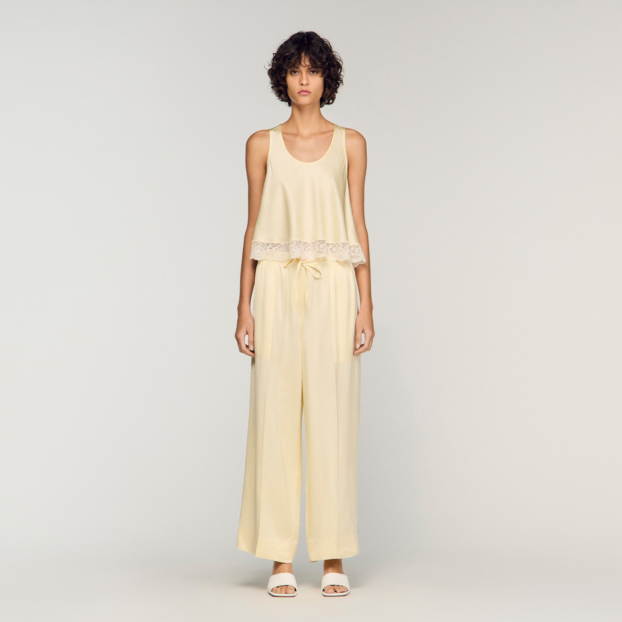 Satin wide-leg trousers
