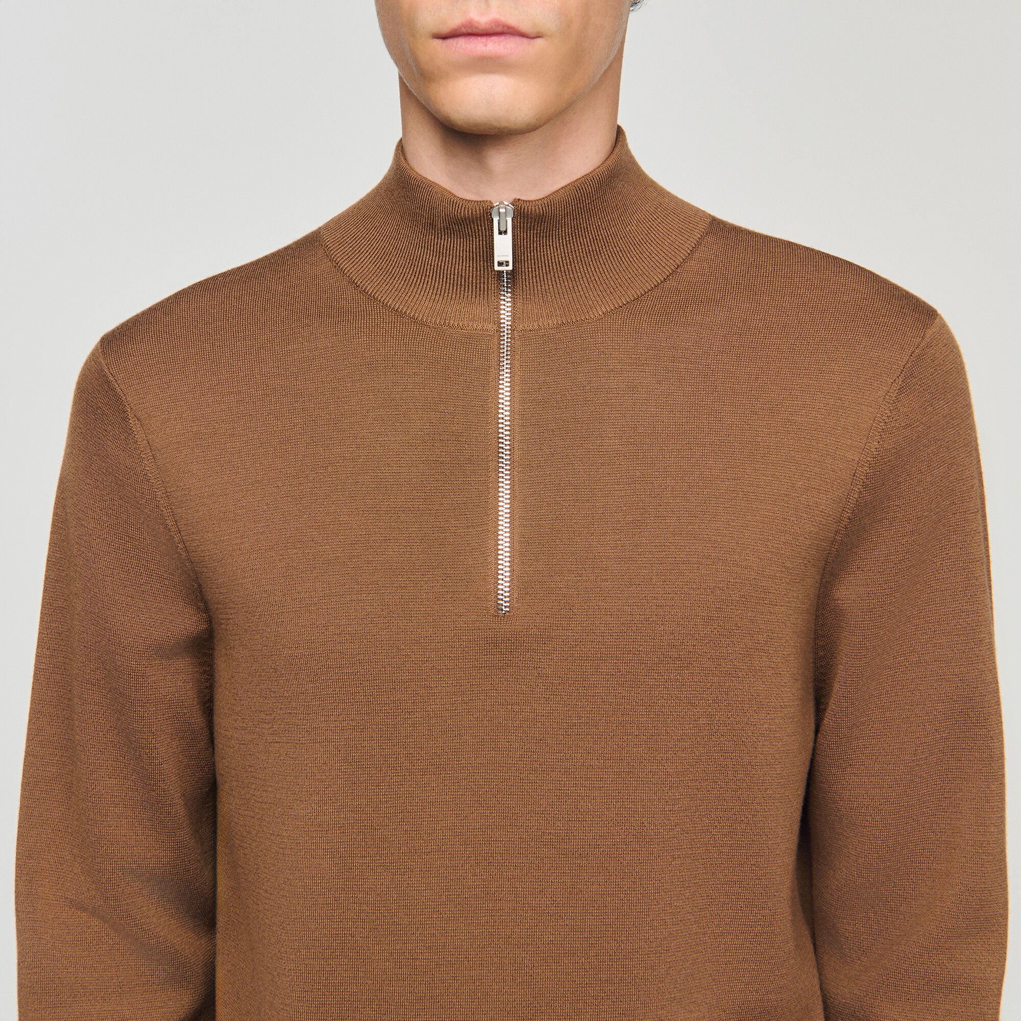Wool jumper with zip collar