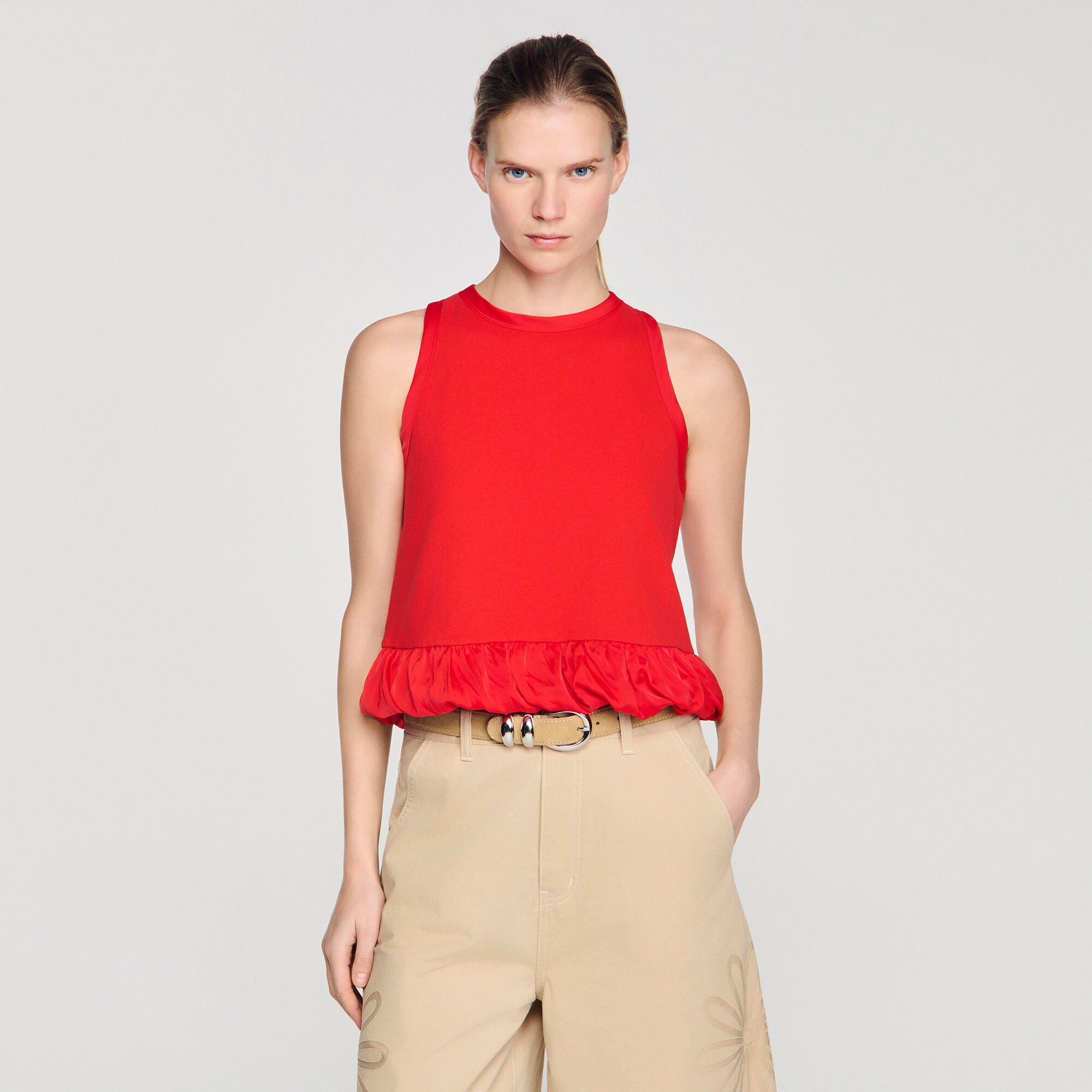 Ruffle top red For Women | Sandro Paris