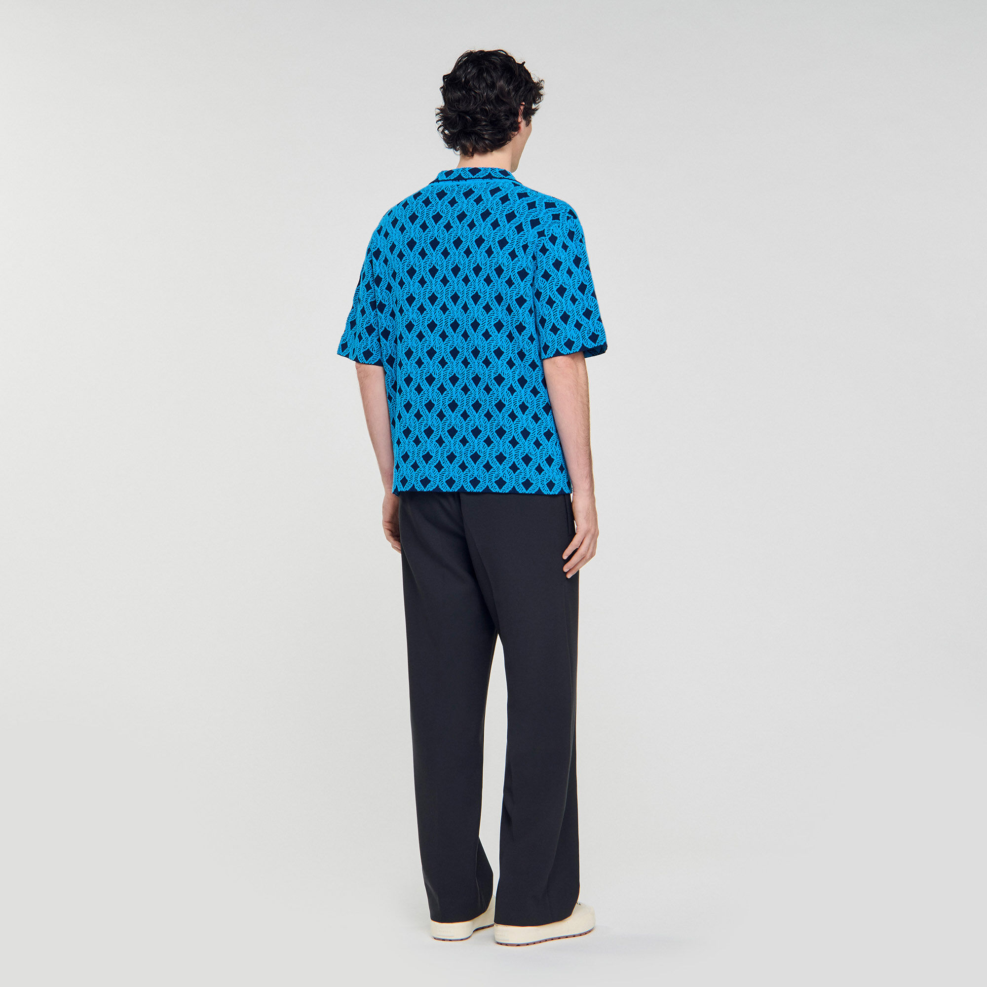 Rope jacquard cardigan shirt