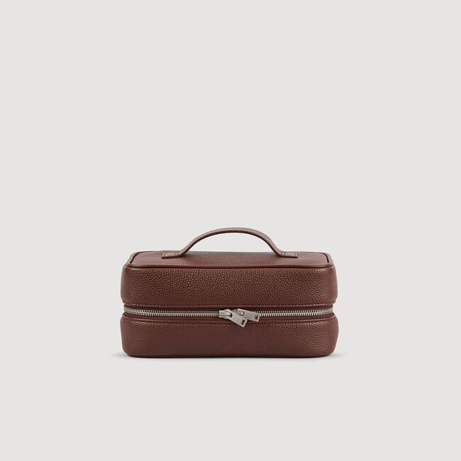 Toilet bag in grained fabric