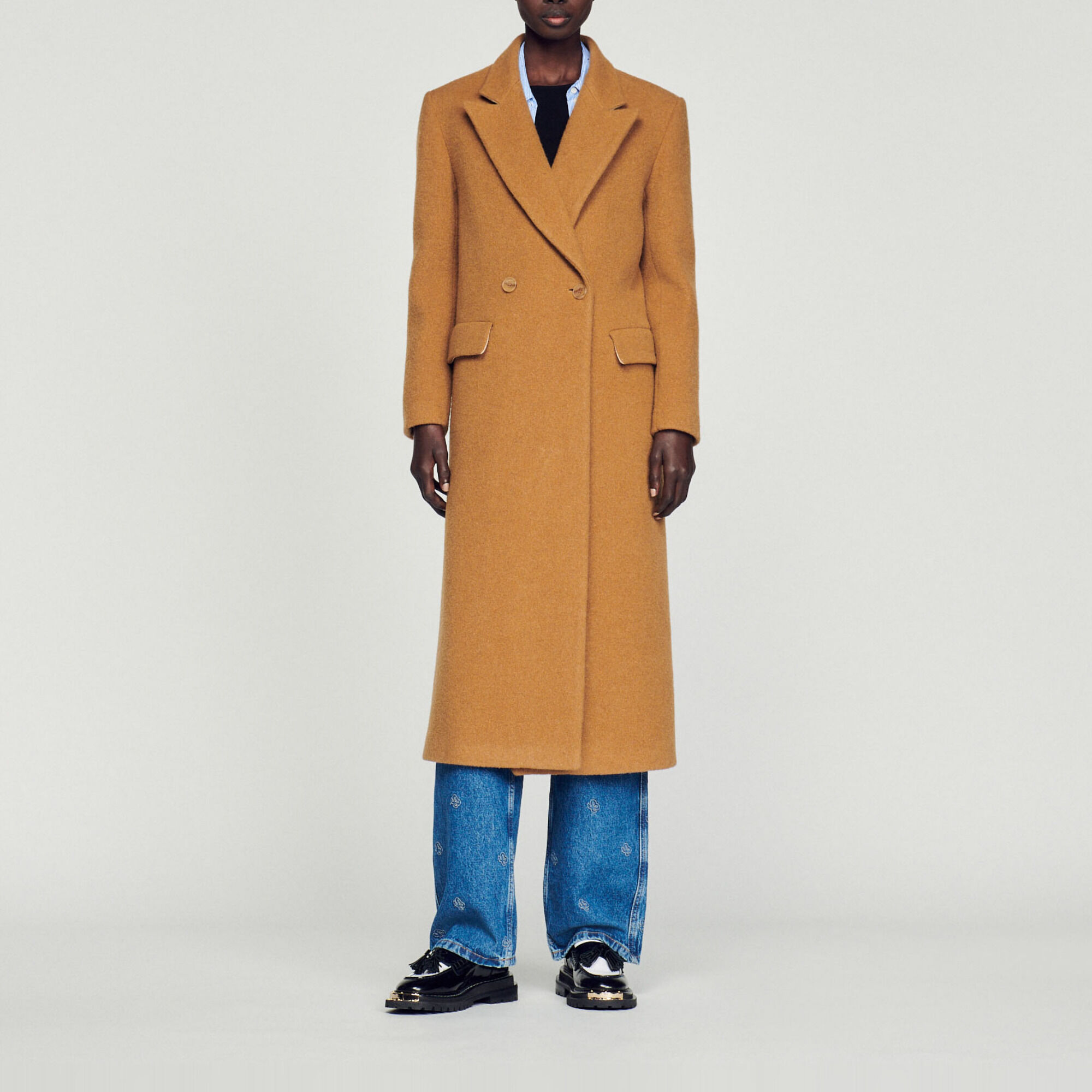 Brushed wool coat cheap