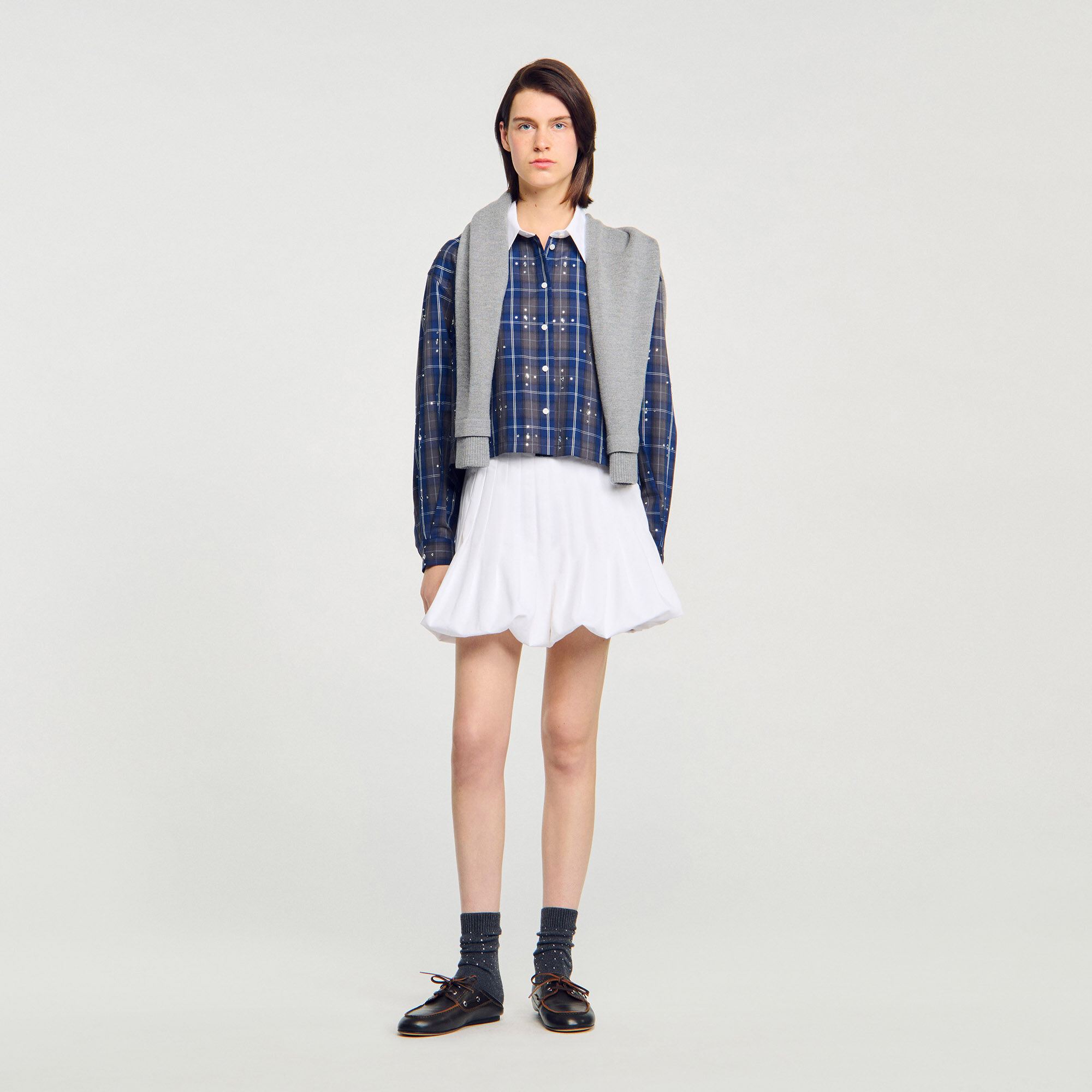 Rhinestone check shirt