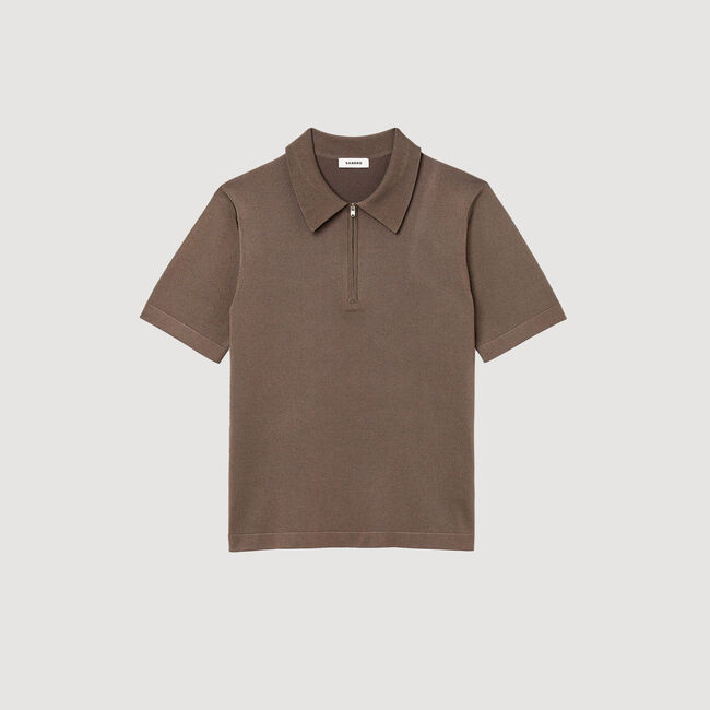 Knitted polo shirt with zip collar